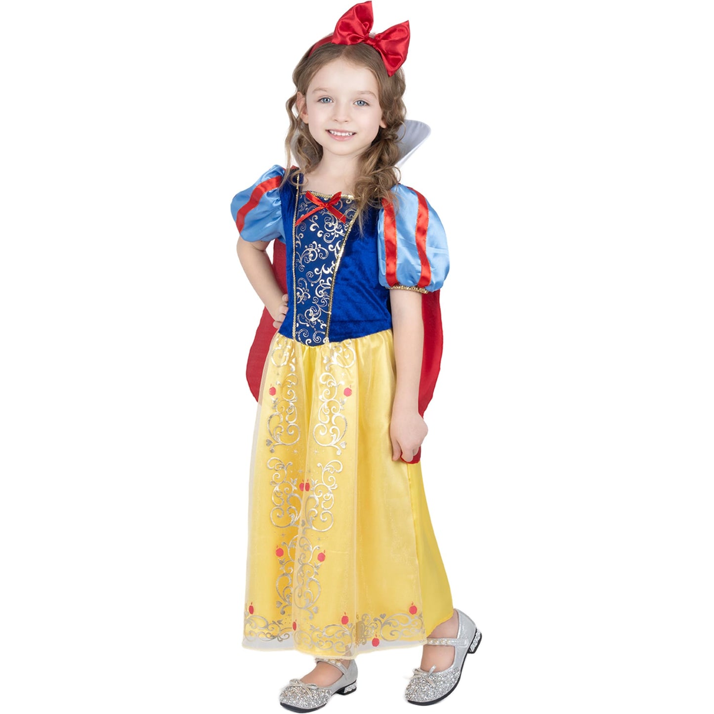 Sincere Party Girl's Deluxe Snow White Costume Dress with Cape and Headband 3-4 years