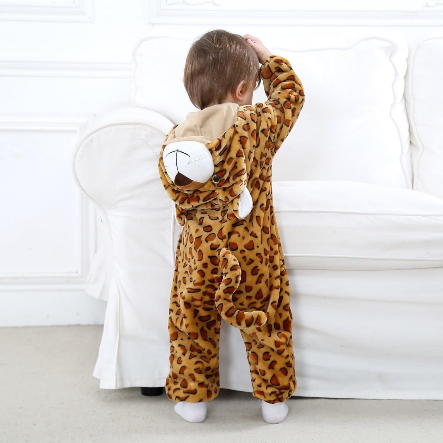 Hilmocho Baby Hooded Romper Unisex Animal Cartoon Onesies Jumpsuit Costume Soft Warm Flannel Playsuit Outfit for Boys Girls