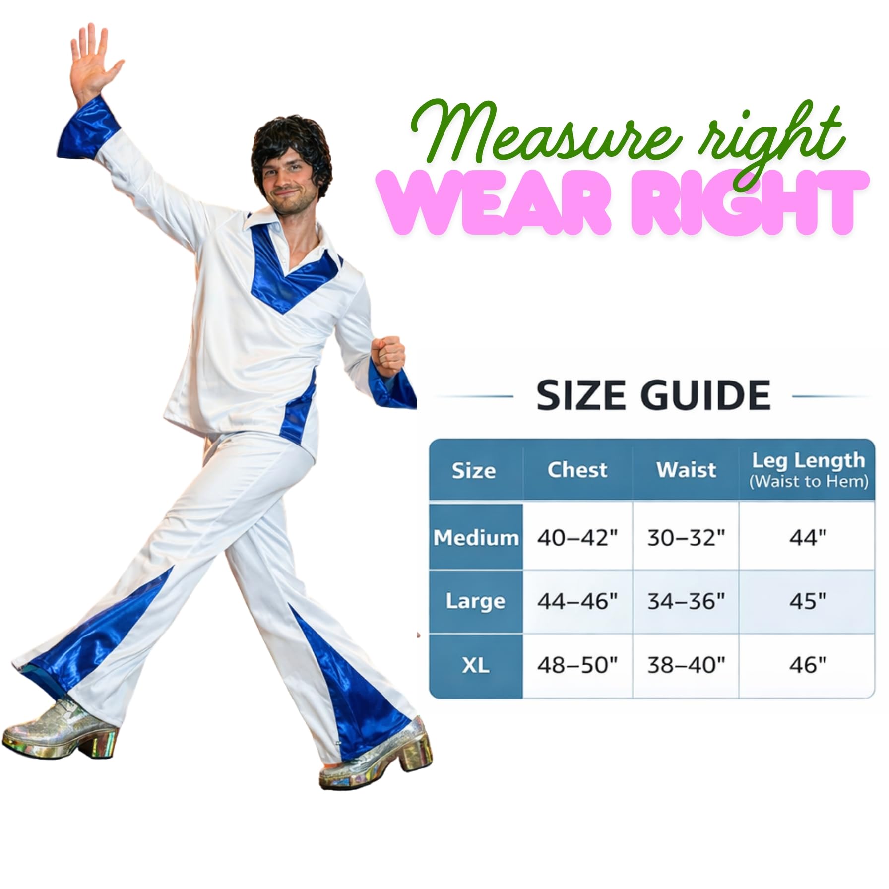 Men's 70s Disco Costume - Retro Fancy Dress Outfit Includes Dress (image 3)