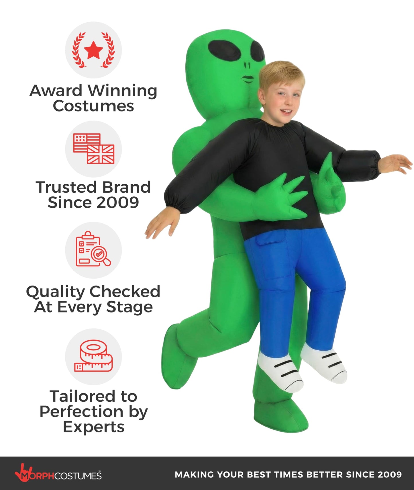 Morph Alien Costume Kids, Inflatable Alien Carrying Kid Costumes, Inflatable Costume for Kids, Halloween Costumes for Boys