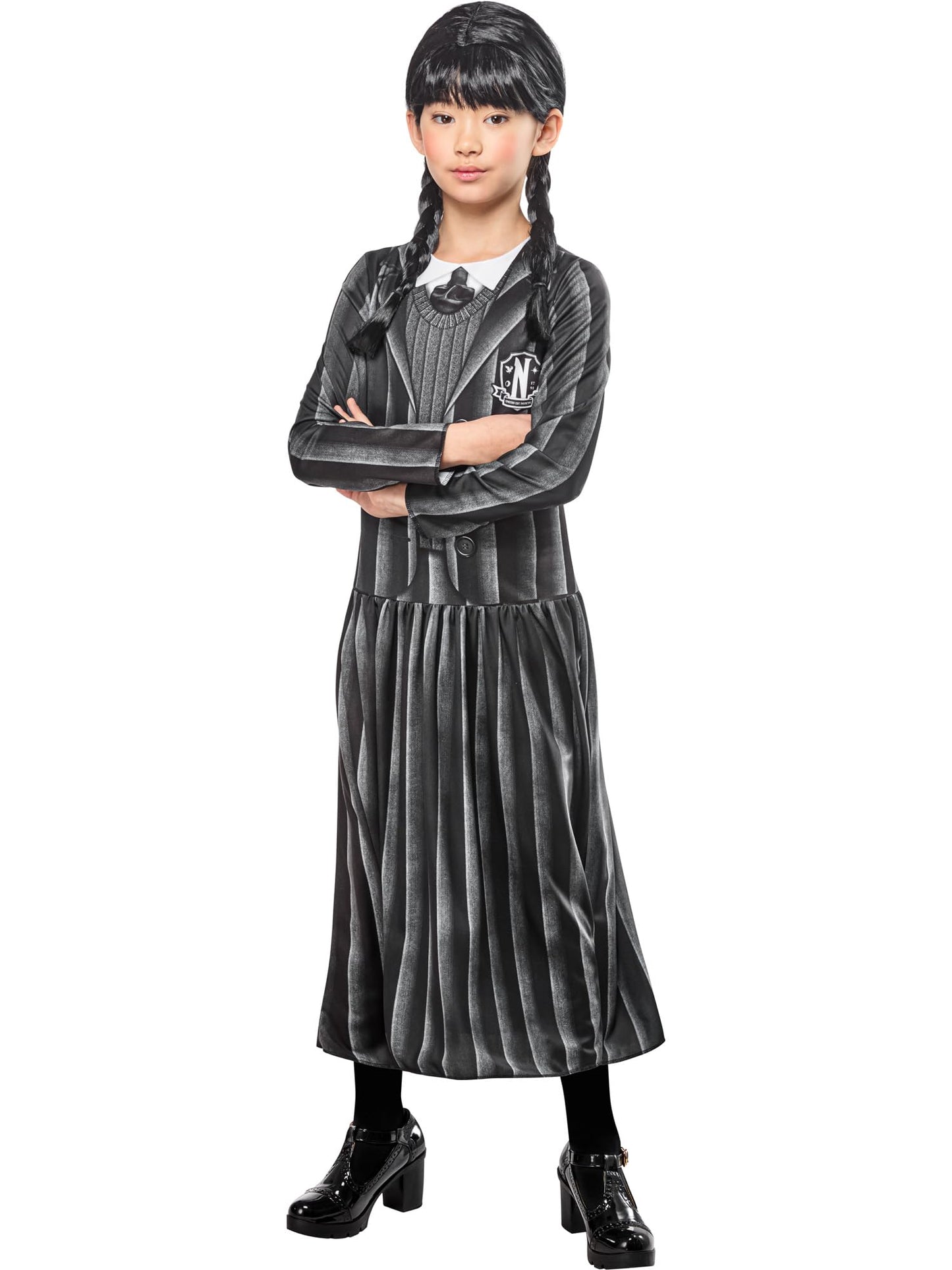 Rubies Official Wednesday Addams, Wednesday Nevermore Child Costume, Kids Fancy Dress, Size 11-13 Years Halloween