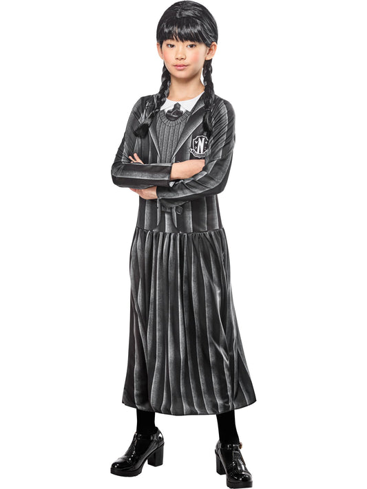 Rubies Official Wednesday Addams, Wednesday Nevermore Child Costume, Kids Fancy Dress, Size 11-13 Years Halloween