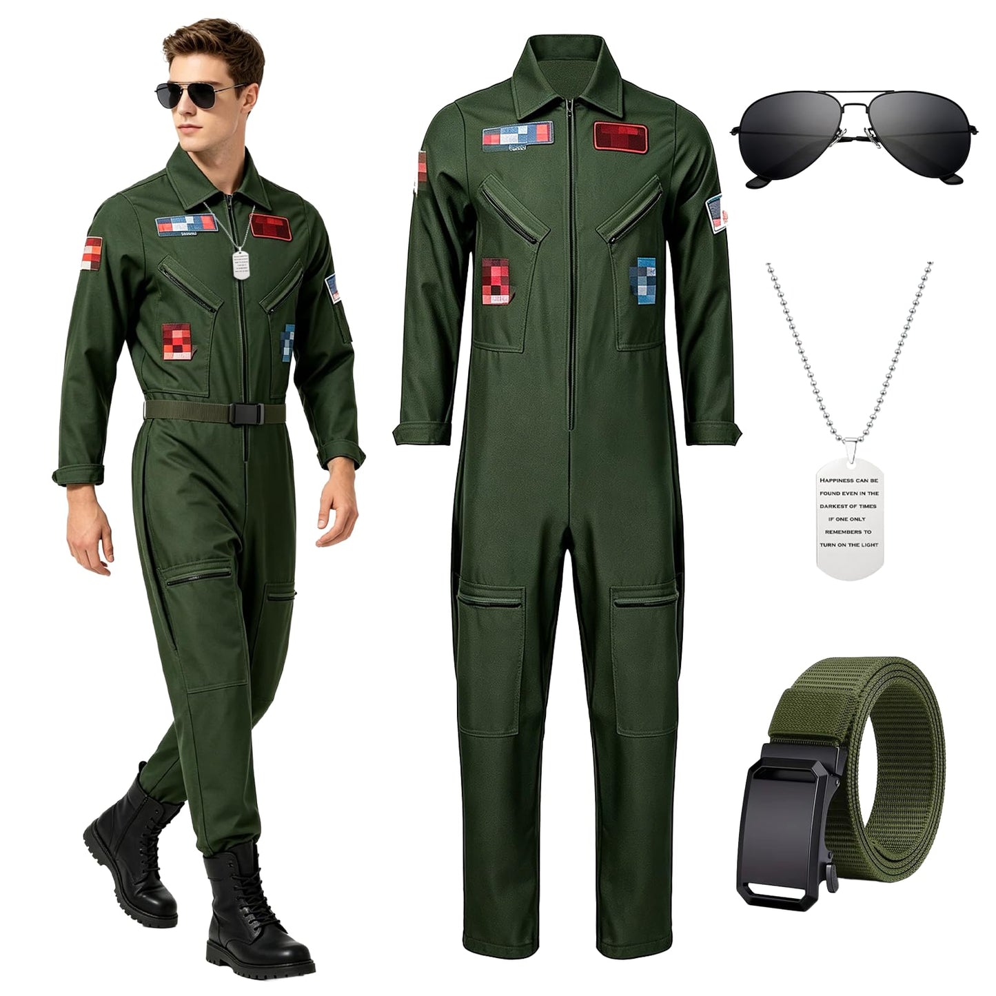 Men Pilot Costume Aviator - Fighter Pilot Flight Suit Costume Fancy