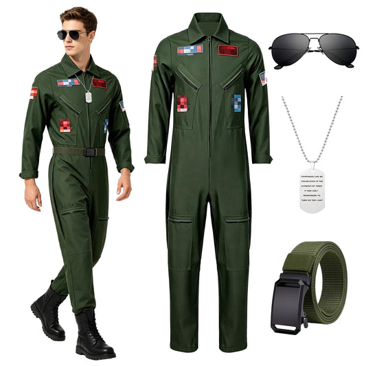 Men Pilot Costume Aviator - Fighter Pilot Flight Suit Costume Fancy
