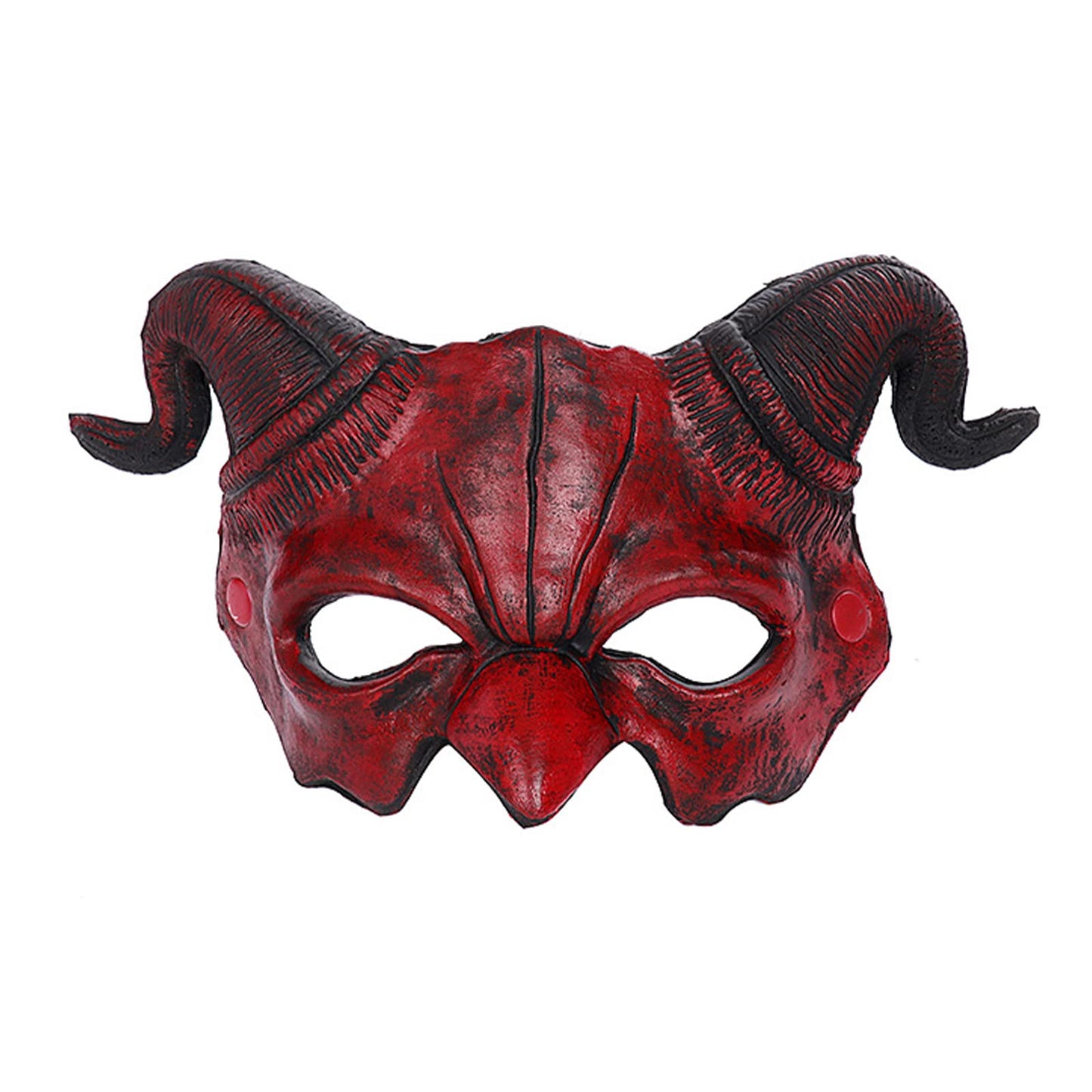 Faxianther Scary Red Devil Mask with Ram Horns, Men Women Horror Demon Evil Cosplay Halloween Mardi Gras Animal Goat Buffalo Costume Half Face Mask Party Spook House Decoration Prop Supplies