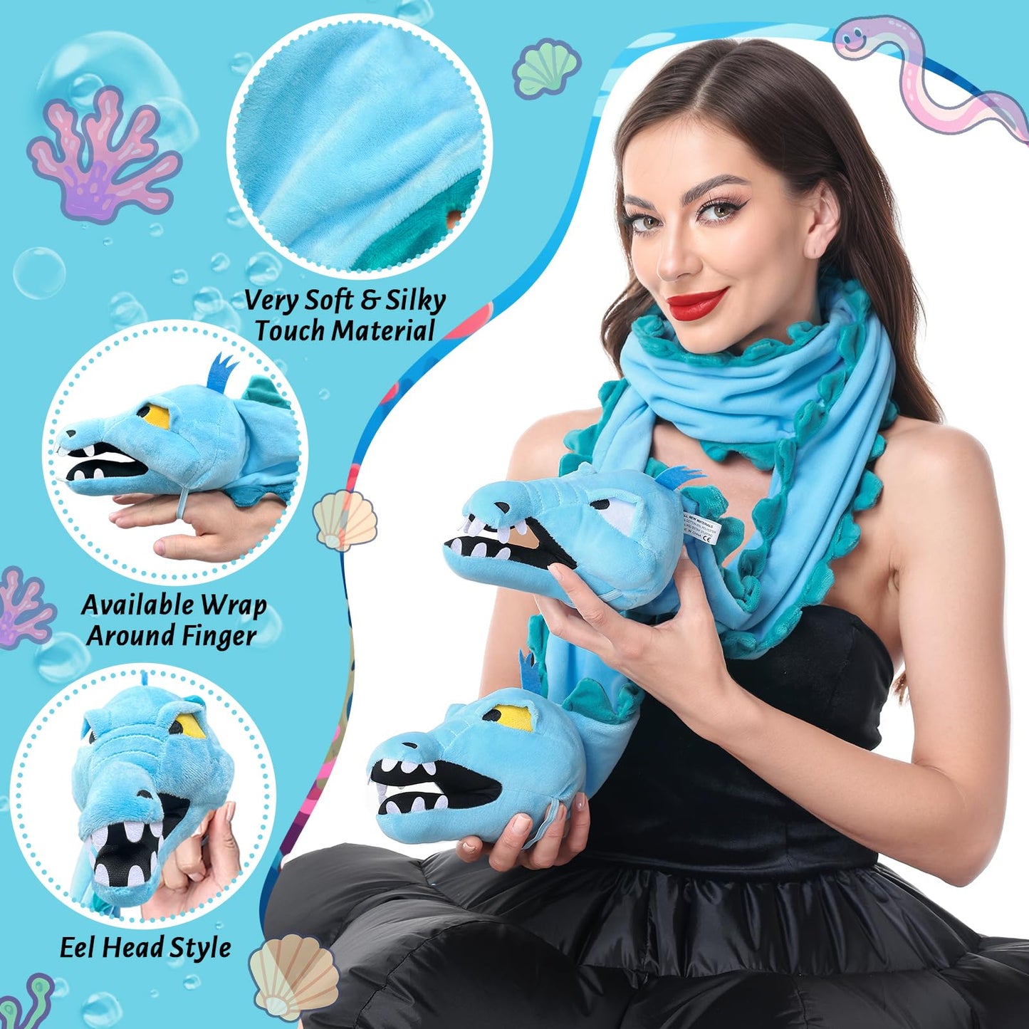 Halloween Eel Scarf Costume Women Accessories Long Witch Scarf Sea