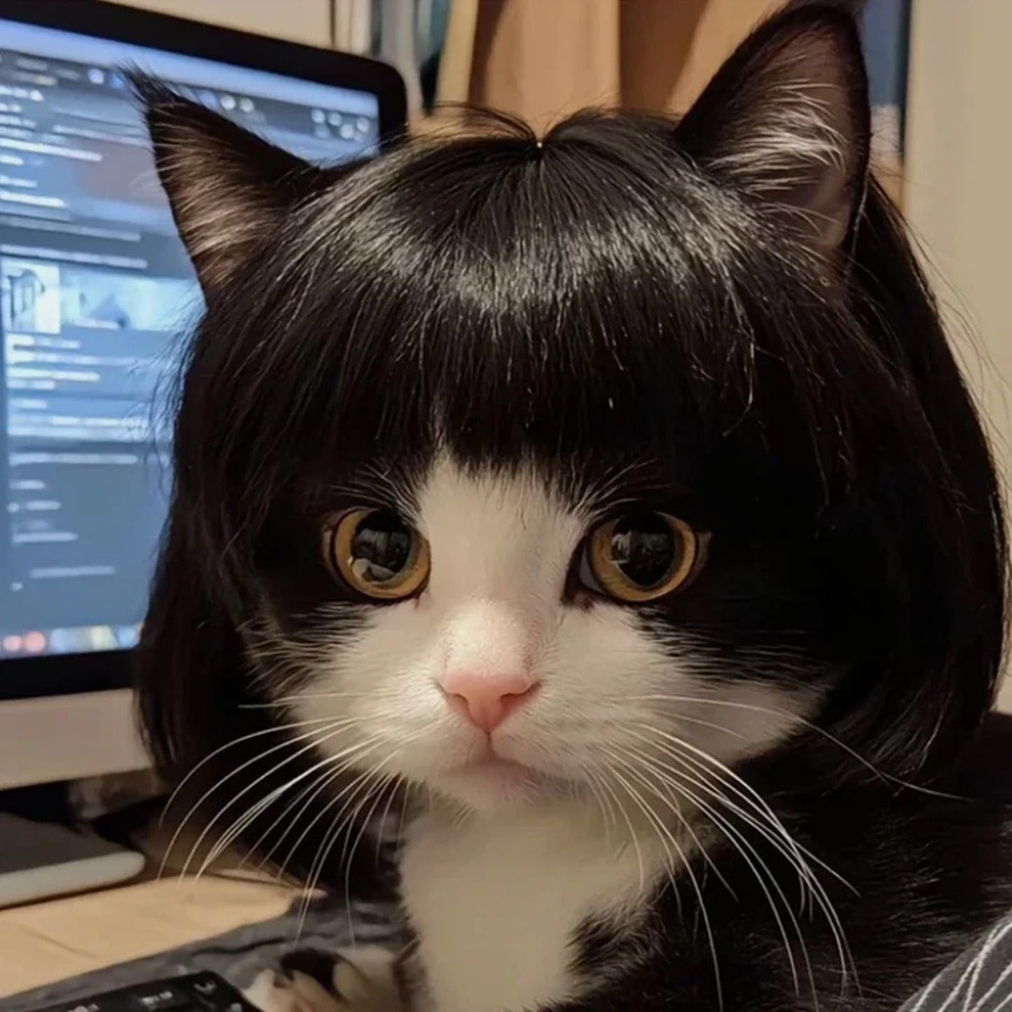 Dog Cat Cosplay Wig Halloween Dog Costume Funny Pet Wigs for Dogs
