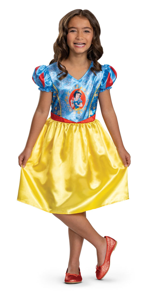 Snow White classic kids costume dress in blue, red and yellow for ages 7-8