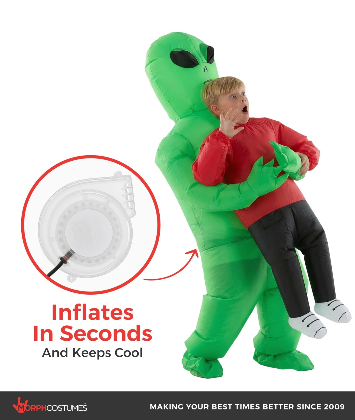 Morph Alien Costume Kids, Red Inflatable Alien Blow Up Costumes, Halloween Costumes for Kids, Boys Halloween Costume
