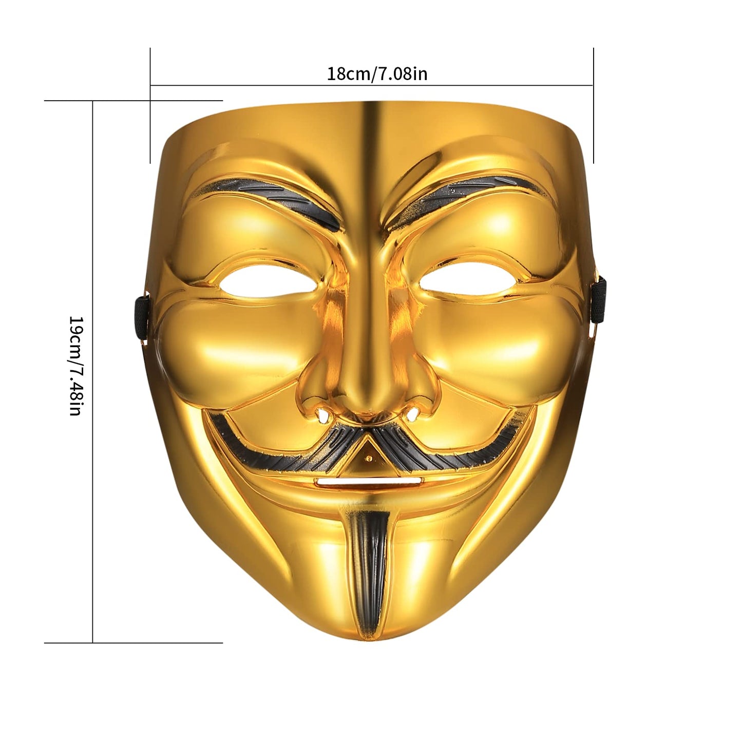 PanBeiQi V for Vendetta Guy Mask, 4 Pcs Halloween Costume Cosplay Party Anonymous Mask for Adults Kids Unisex, 4 Colours, 19*16CM
