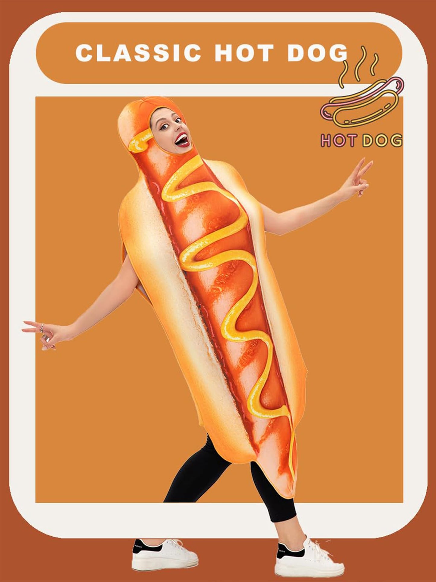 Adults Hot Dog Costume for Women and Men - Funny Food Cosplay Fancy (image 5)