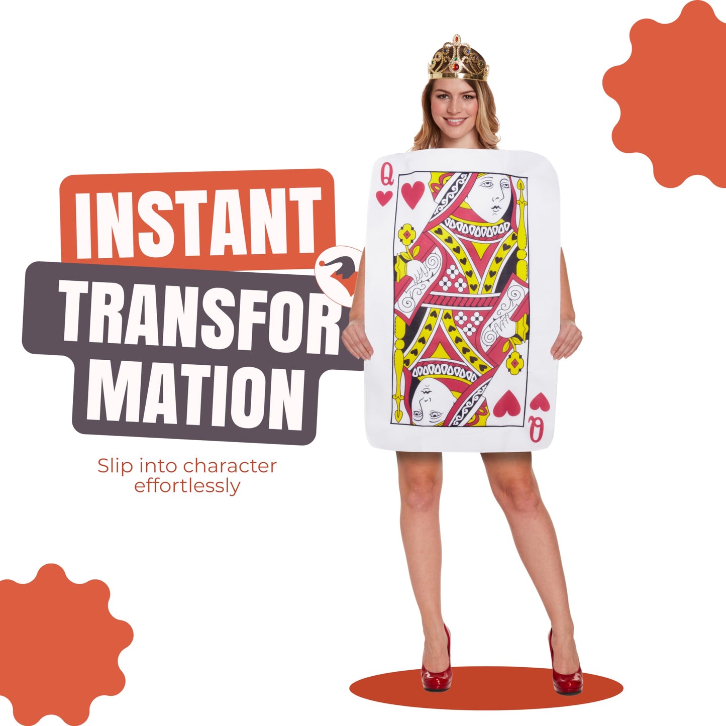 Queen of Hearts Playing Card Costume for Women - Adult Fancy Dress