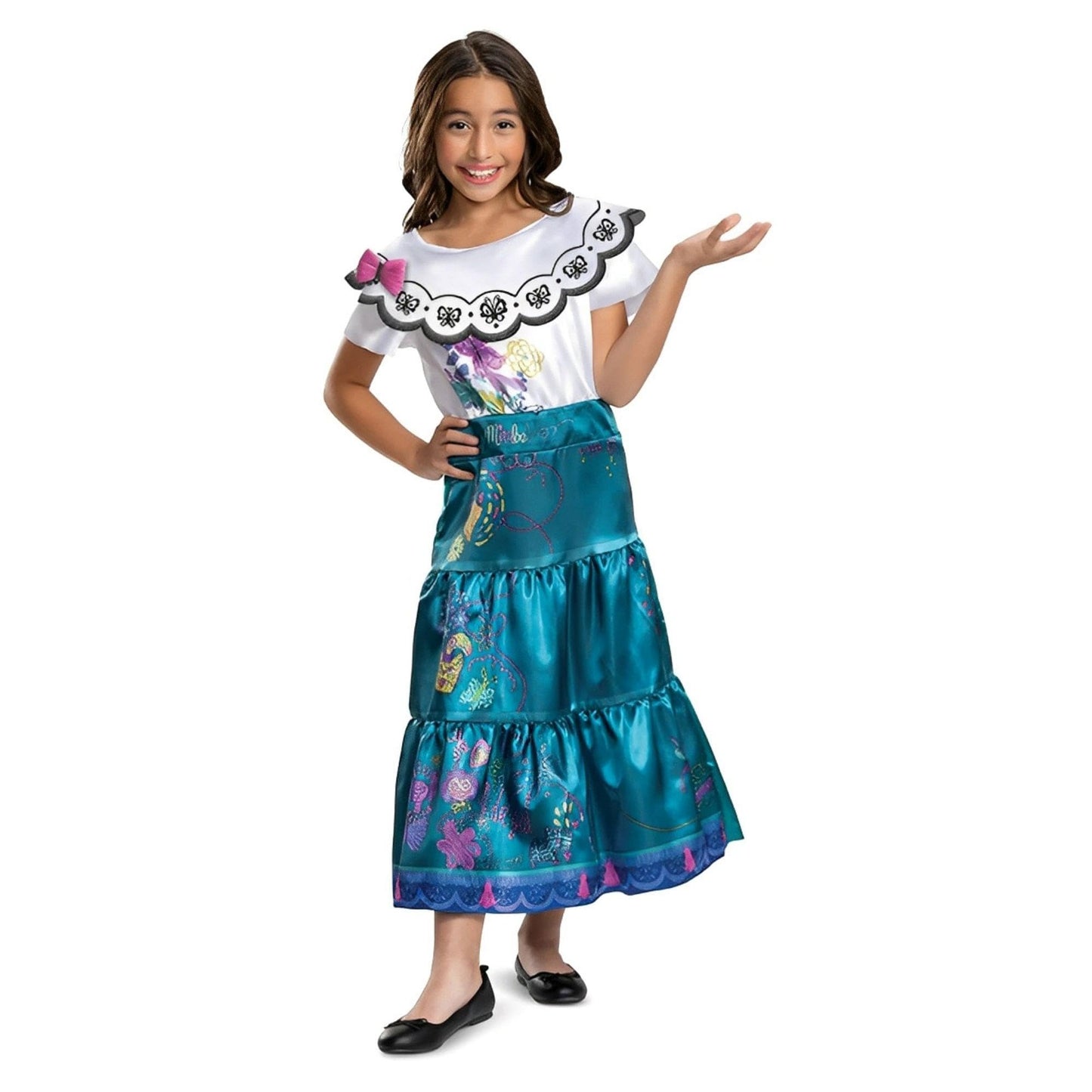 Disney Official Deluxe Mirabel Encanto Costume for Girls - Made with Super Soft Material - Mirabel Costume Kids, Christmas Halloween Princess Fancy Encanto Dress Up Outfit Cosplay Size S