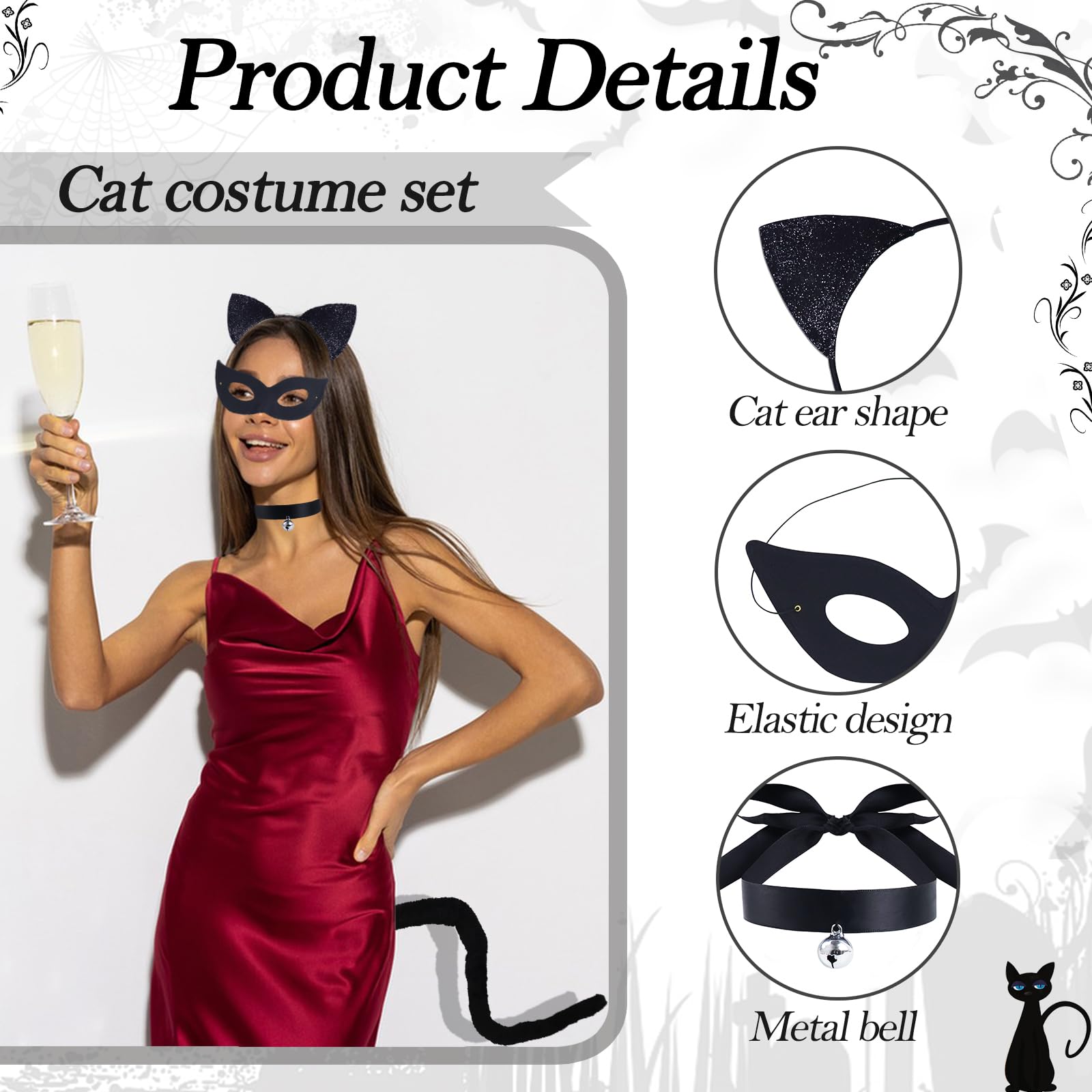 Catwoman Costume Accessories - Black Cat Cosplay Set with Cat Ear (image 2)
