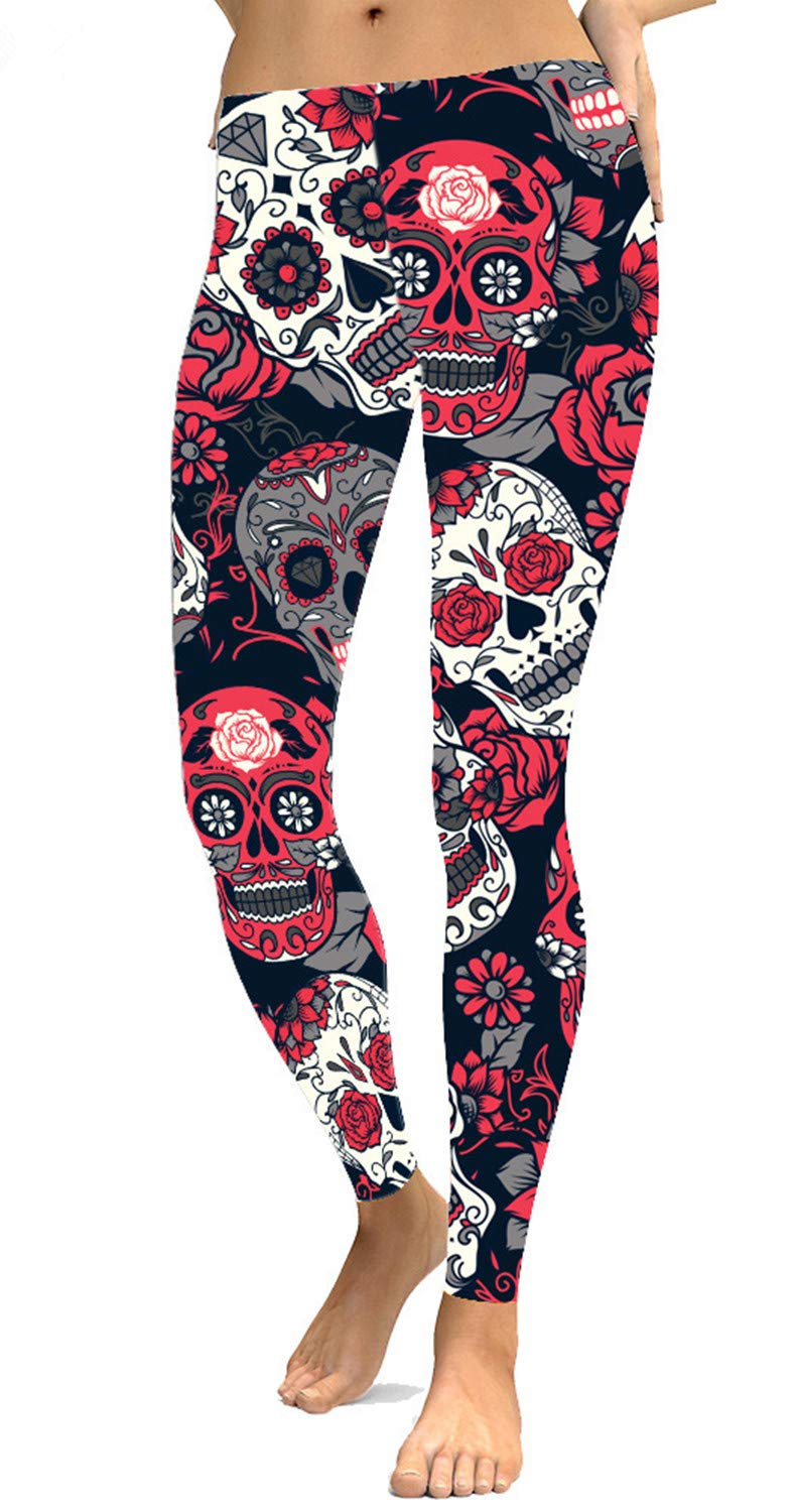 Fioeyr Women's Halloween Costume Leggings Skeleton Tight Stretch Funny Pants High Waist Stretch Leggings Ladies Elasticated