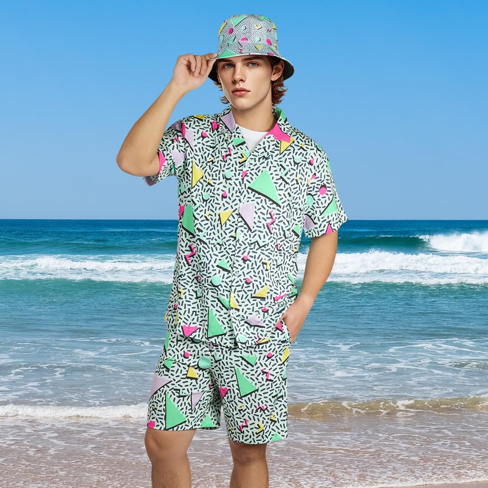 80s 90s Outfit Retro Button Shirts - Hip Hop Costume Outfit Set (image 5)