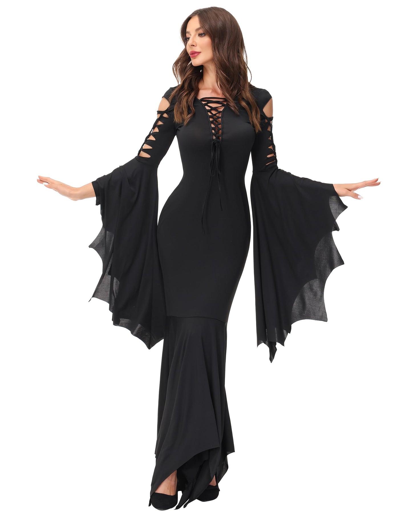 Women's Sexy Lace Up Halloween Carnival Party Dress Gothic Witch (image 3)
