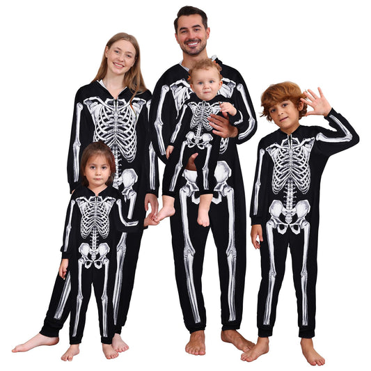 Family matching pyjamas Halloween skeleton costume long sleeve