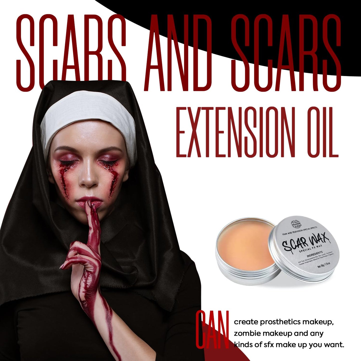 VIOLA HOUSE Halloween Special Effects Makeup, Christmas New Year Gift, 7 Colours Bruise Wound Face Body Paint + Scar Wax + Scar Oil + Liquid Latex + Fake Blood + Spatula + Stipple Sponge + Brush.