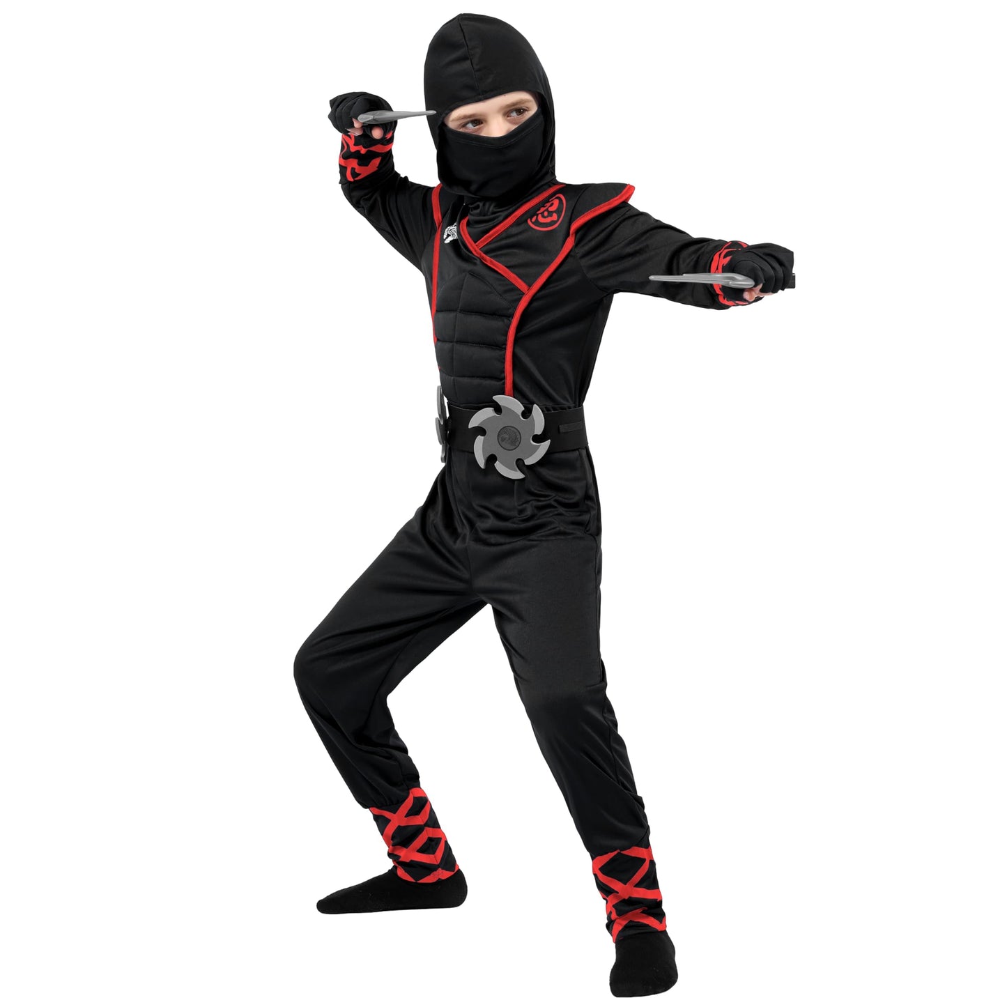Spooktacular Creations Boys Ninja Deluxe Costume for Kids, Halloween Ninja Cosplay Costume for Boys and Girls