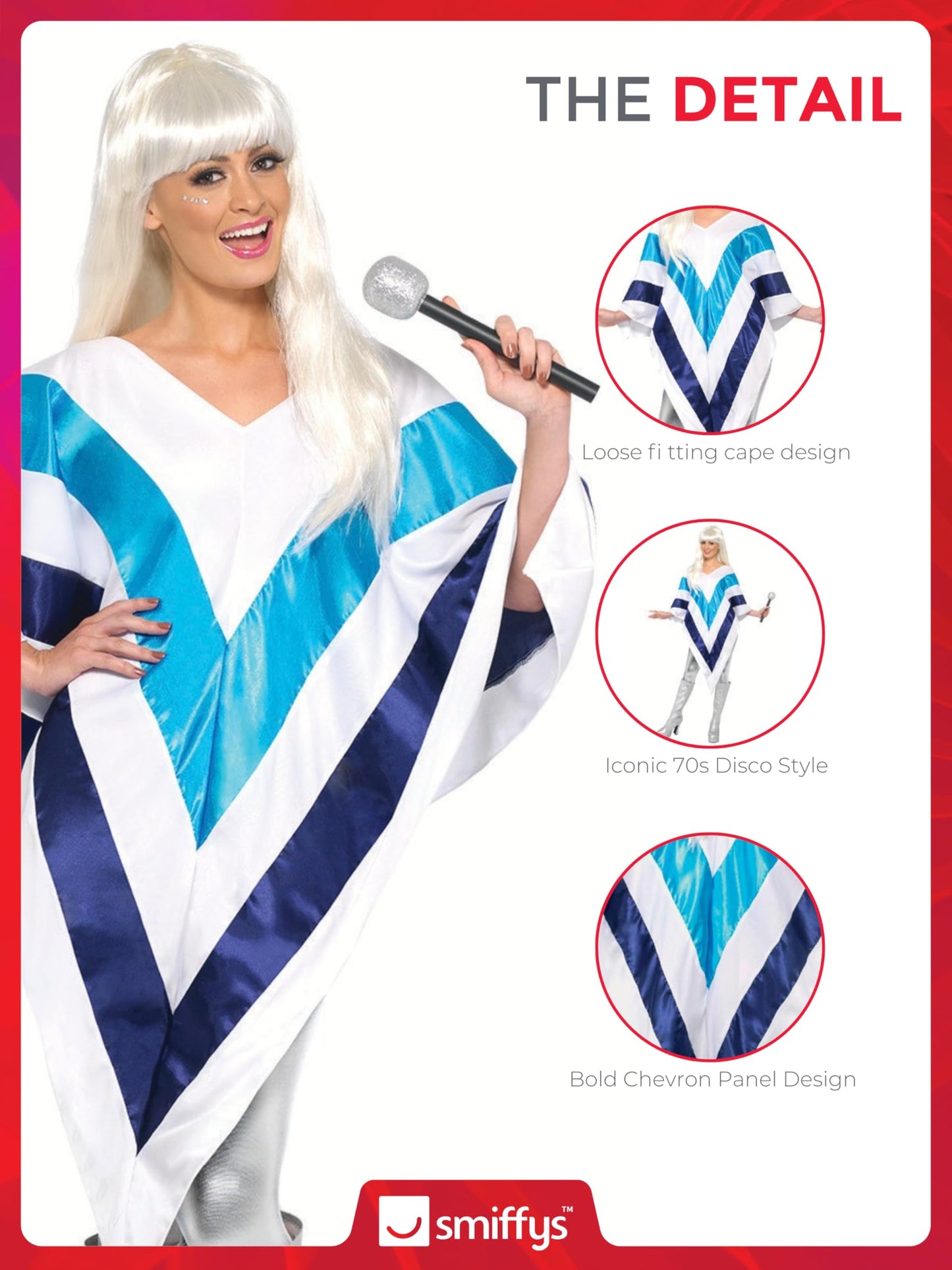 Super Trooper Poncho - White - 1970's Disco Fancy Dress - Adult (image 3)