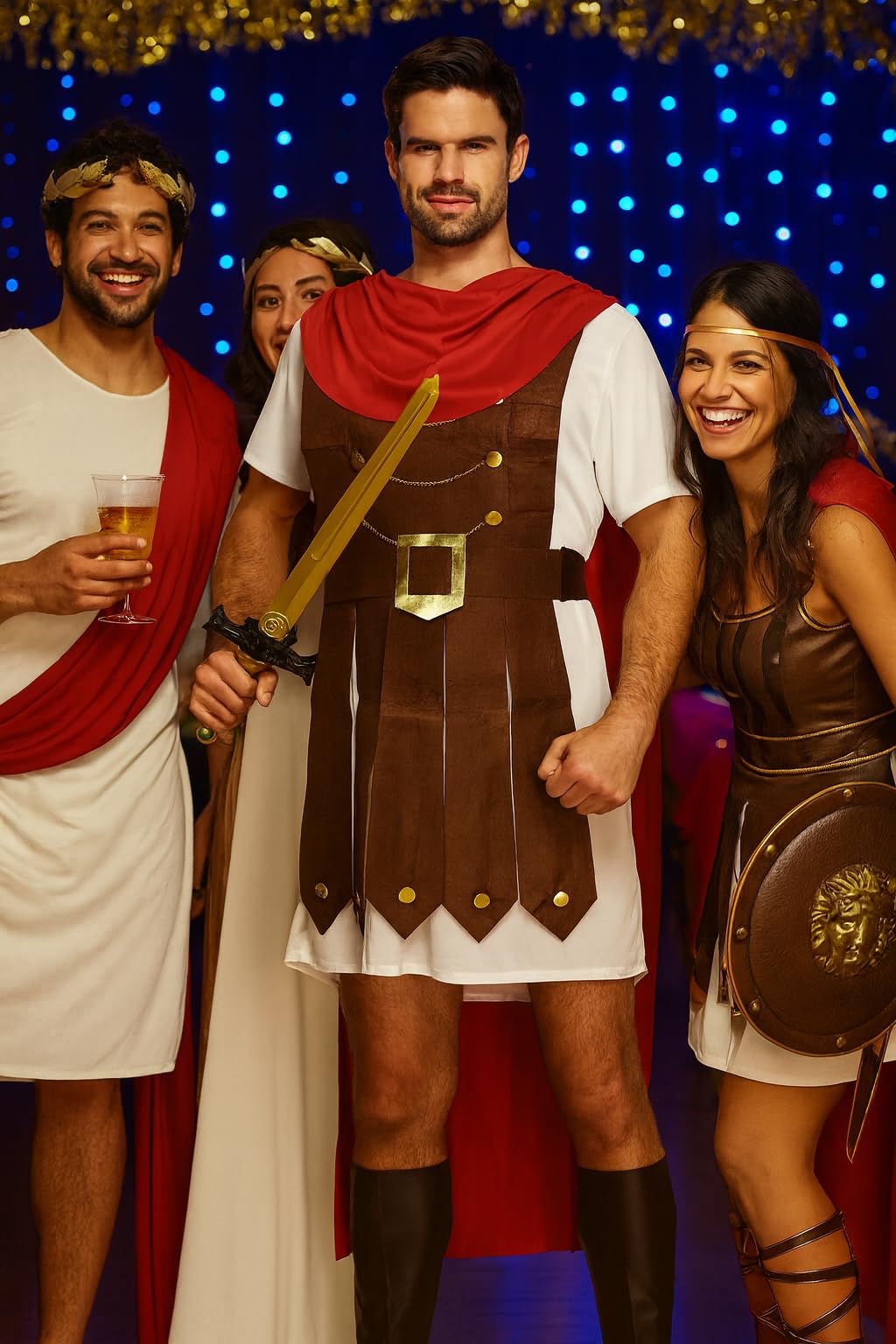 HENBRANDT Adult Men’s Roman General Fancy Dress Costume Spartan Fighter Roman Gladiator Centurion Cosplay Historical Dress Up Outfit One Size Mens Fancy Dress Costume