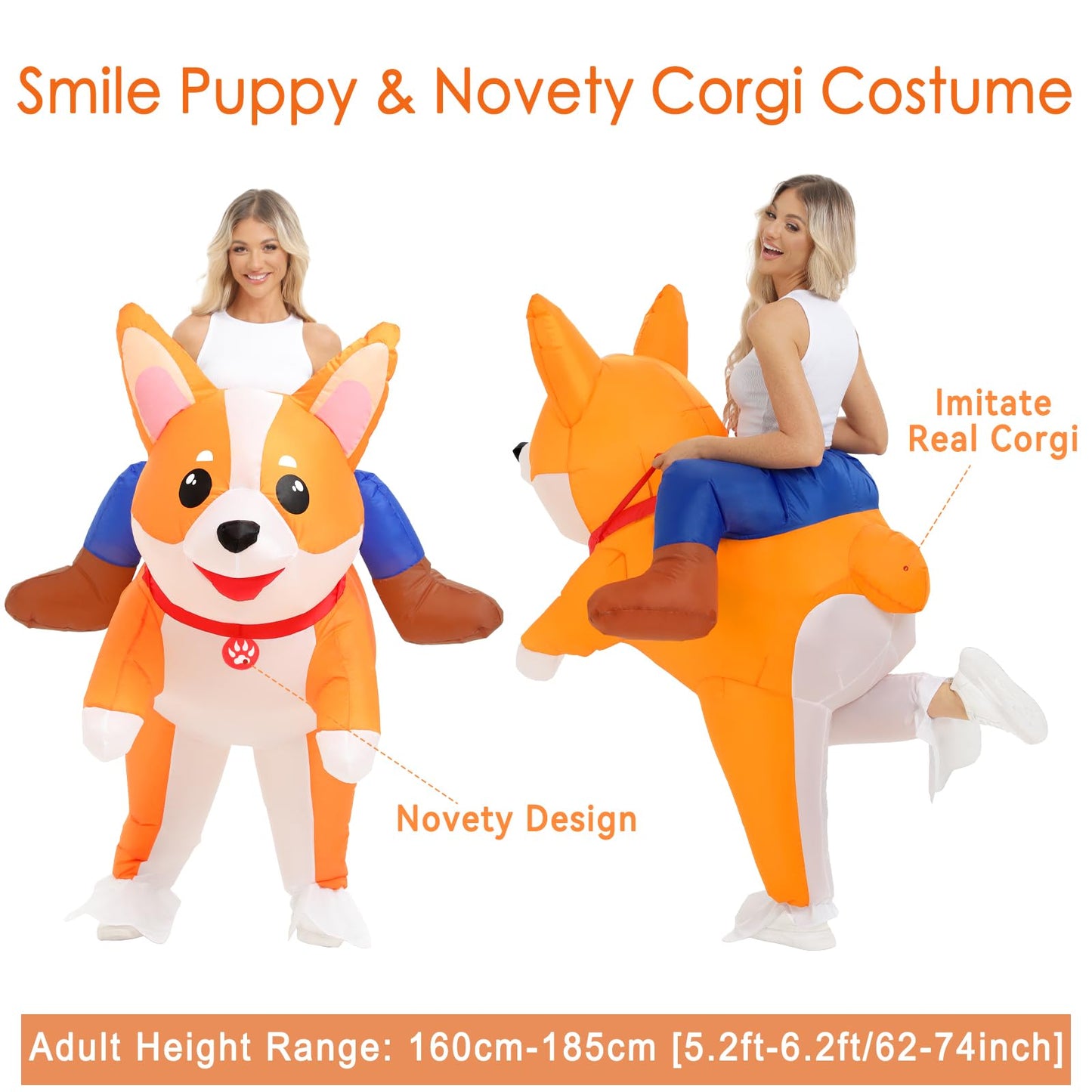 Inflatable Costume for Adult Dog Halloween Blow Up Costumes Ride