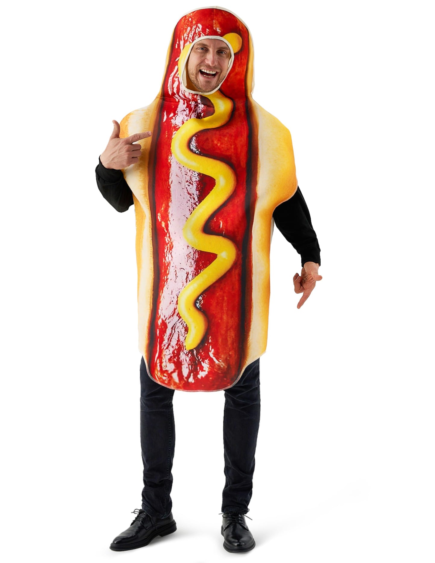 Spooktacular Creations Couple HotDog Costume Adult Digital Printing Food Costume Outfit for Halloween Dress Up Party-S-M