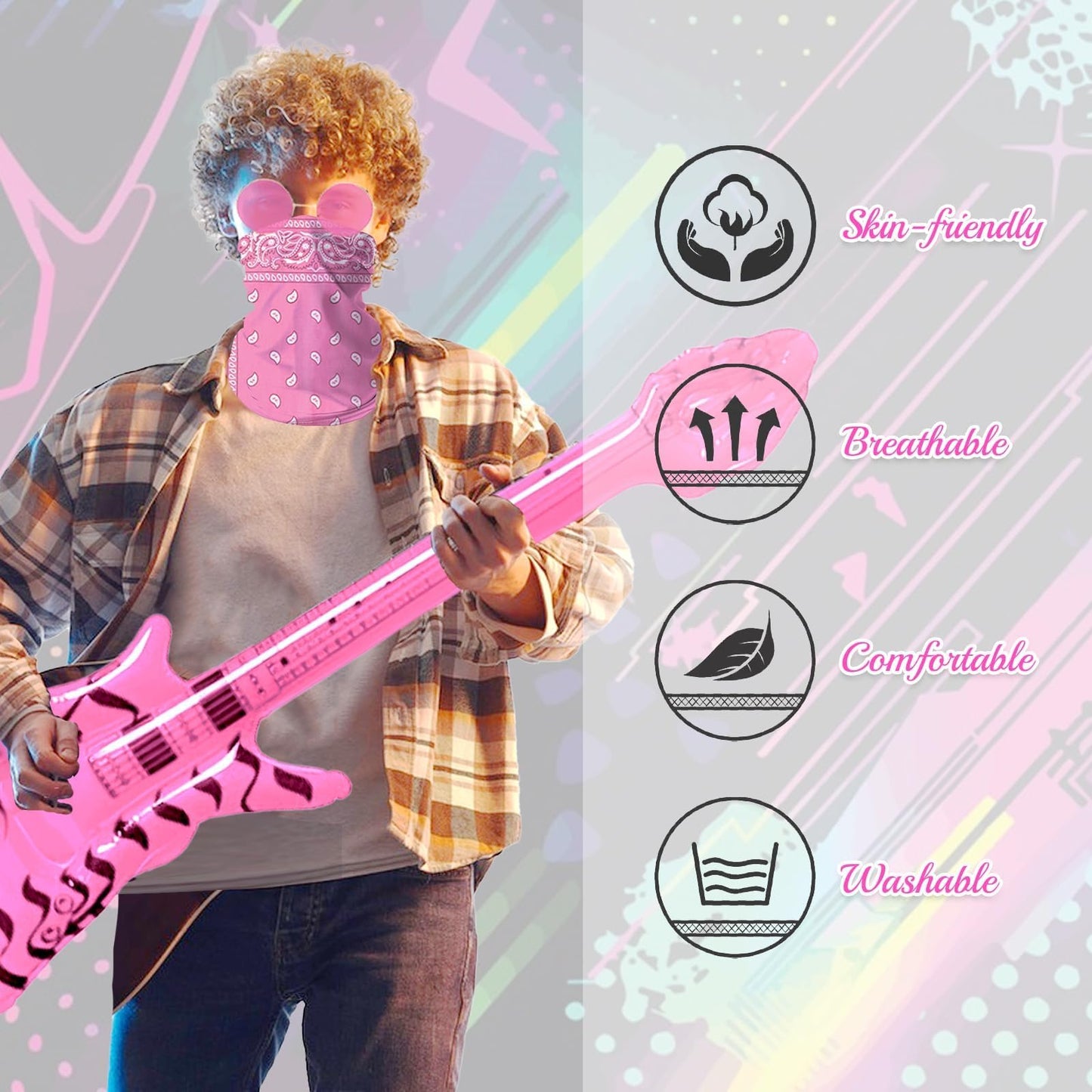 Pink Rocker Costume Set - Punk Gothic Fancy Dress with Inflatable (image 5)