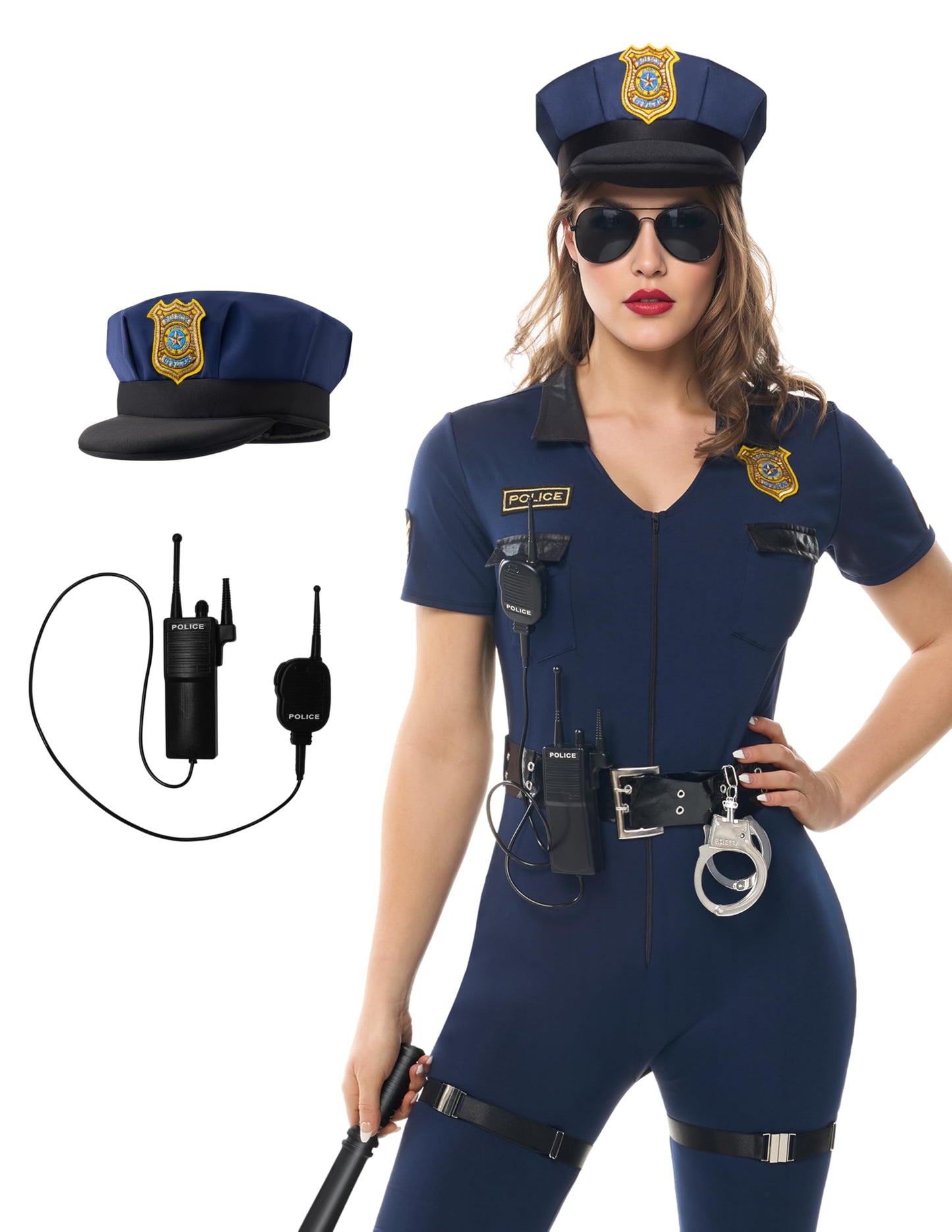 Adult Women Police Costume for Halloween Dress Up Party - Cop Role