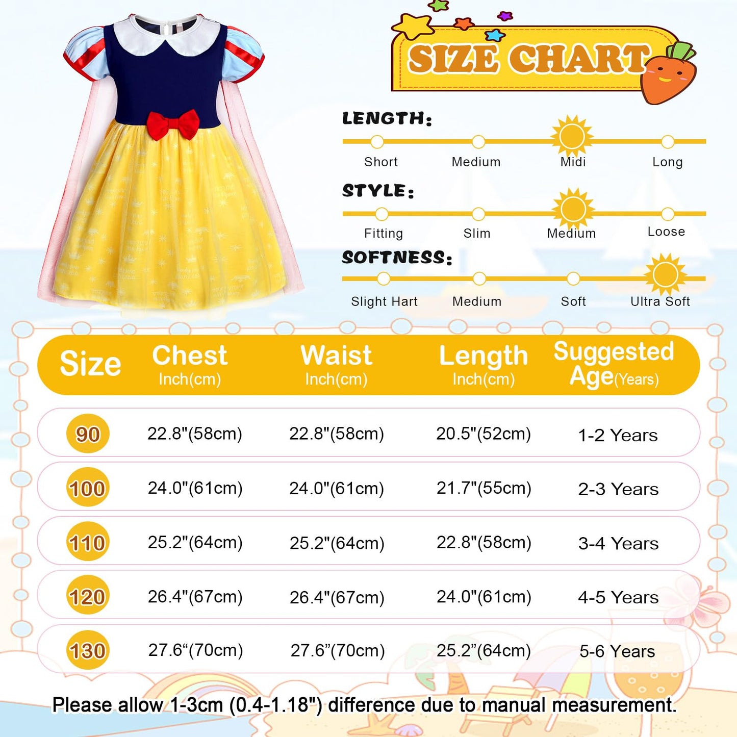 AmzBarley Princess Costumes for Girls Fancy Dress for Kids Birthday Themed Party Cosplay World Book Day Costumes Dressing up Clothes 4-5 Years 120