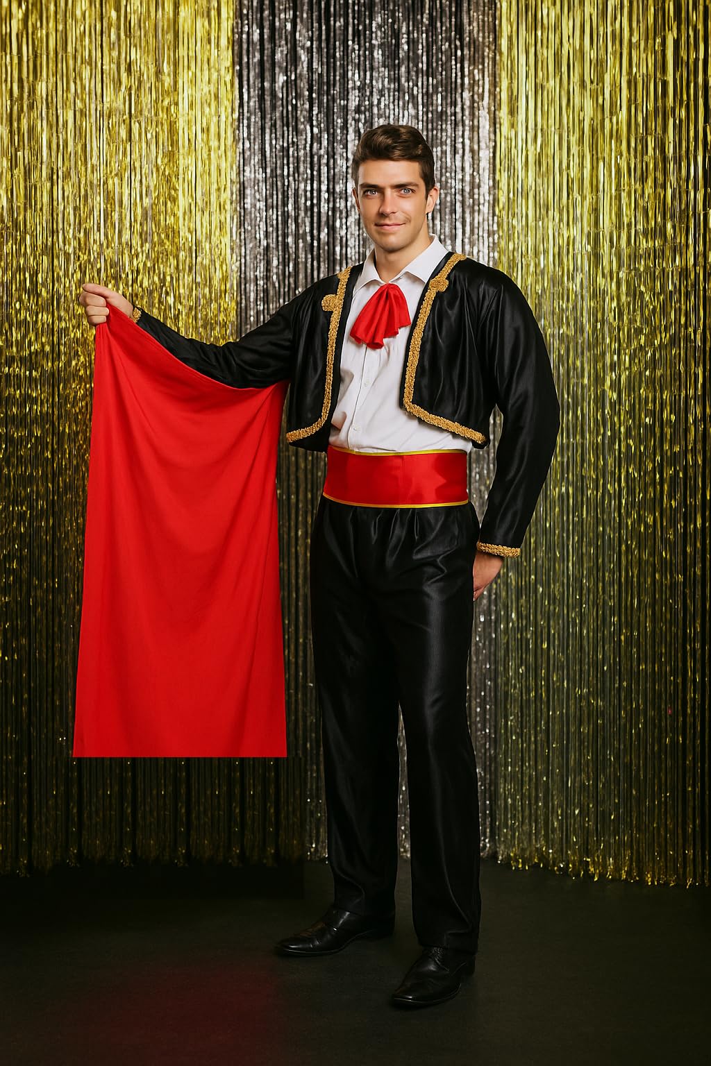 HENBRANDT Adult Men's Matador Deluxe Fancy Dress Costume - Spanish Traje de Luces Bullfighter Outfit with Red Cape, Traditional Cultural Costume One Size Fits Most