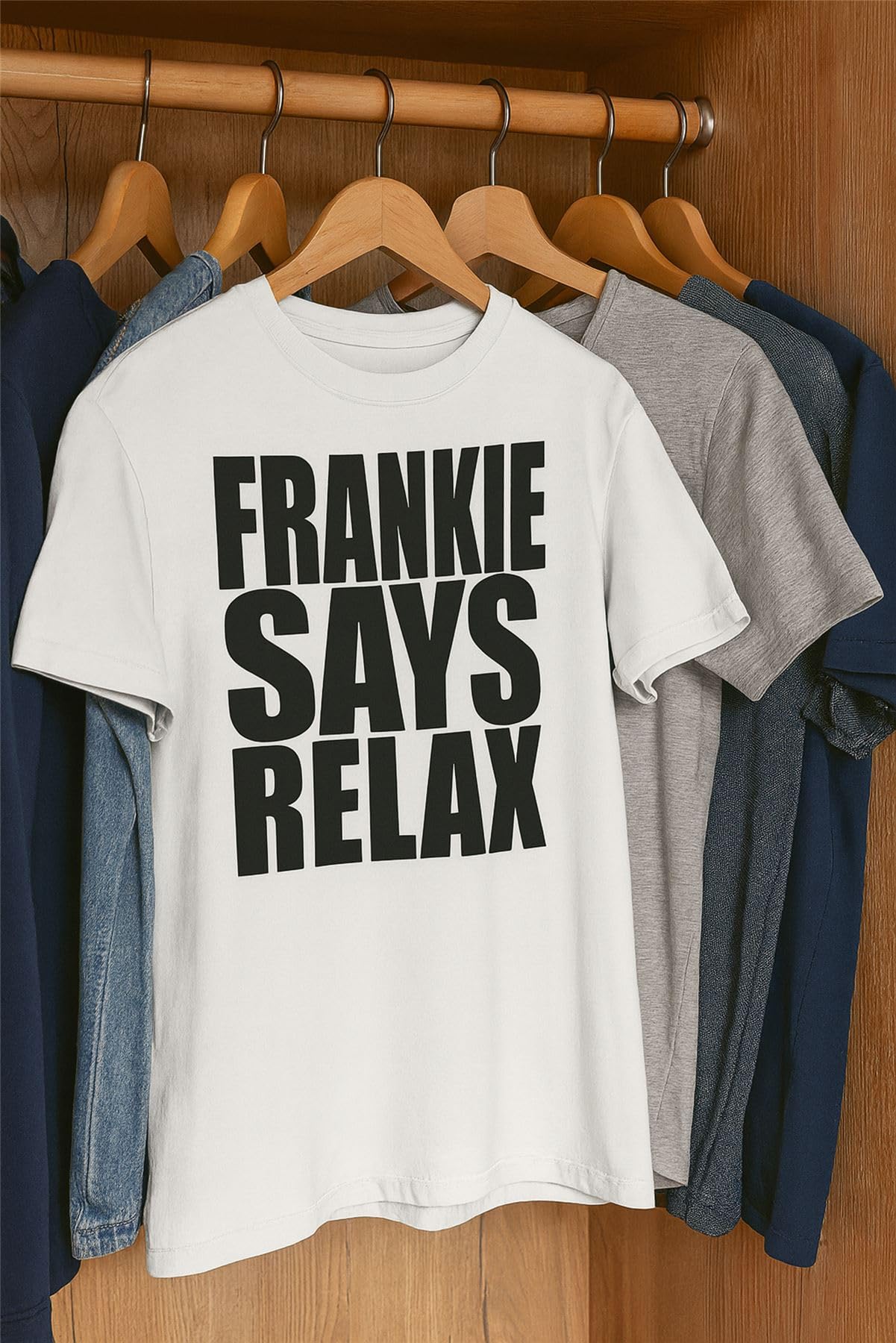 Frankie Says Relax T Shirt - 80s Fancy Dress Tee for Men and Women - 100% Cotton, Vibrant Digital Print 80s T Shirt (Large, White)