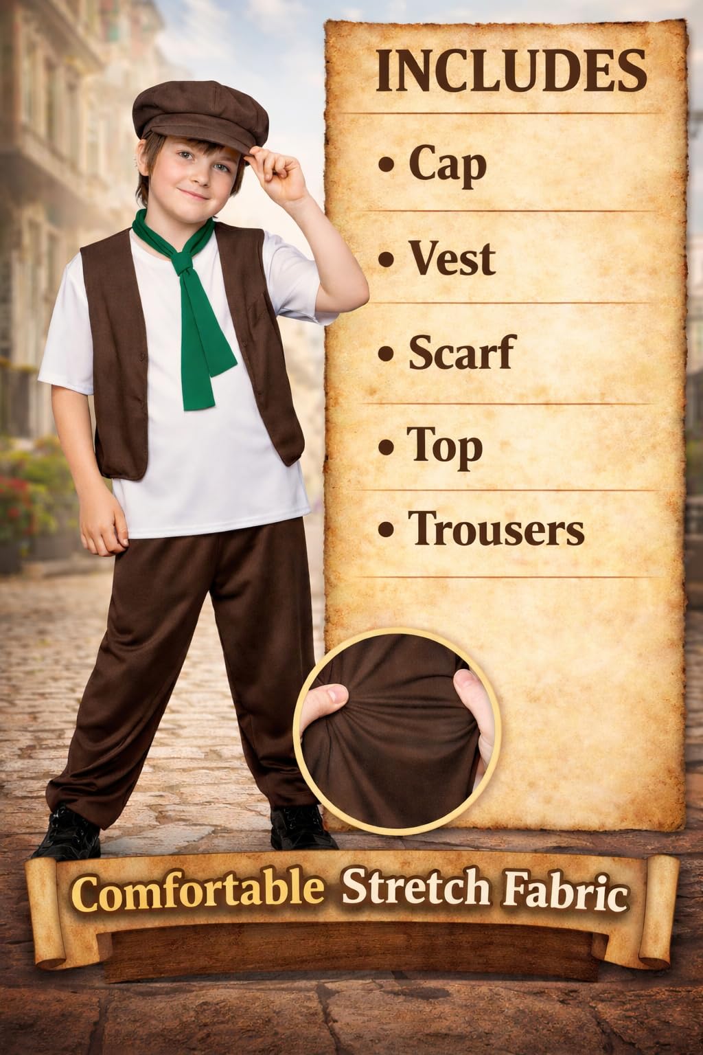Wicked Costumes Boys Victorian Fancy Dress Costume – Historical Gentleman Outfit for World Book Day, School Plays, Dickens Events & Parties - Large (8-10 Years)