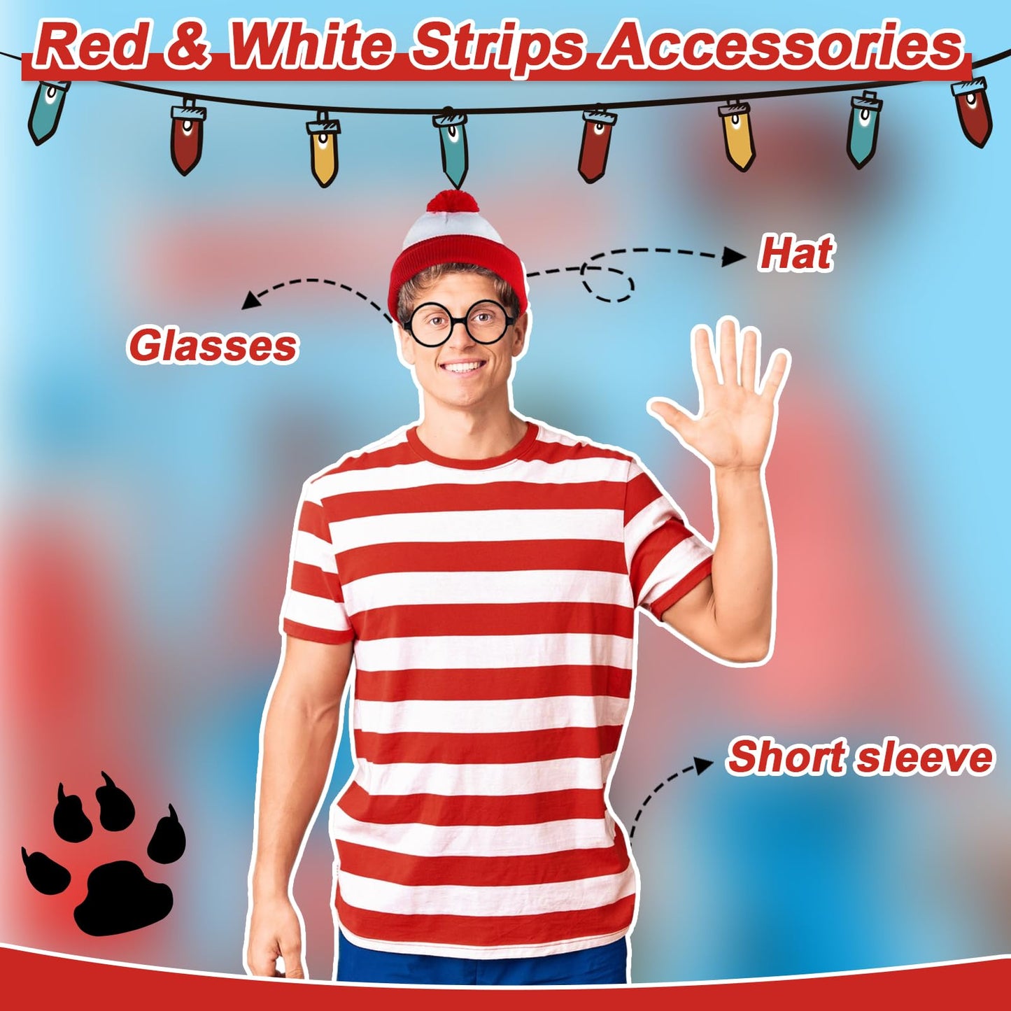 Wally Costume Cosplay Accessories Set with Red and White Striped (image 4)