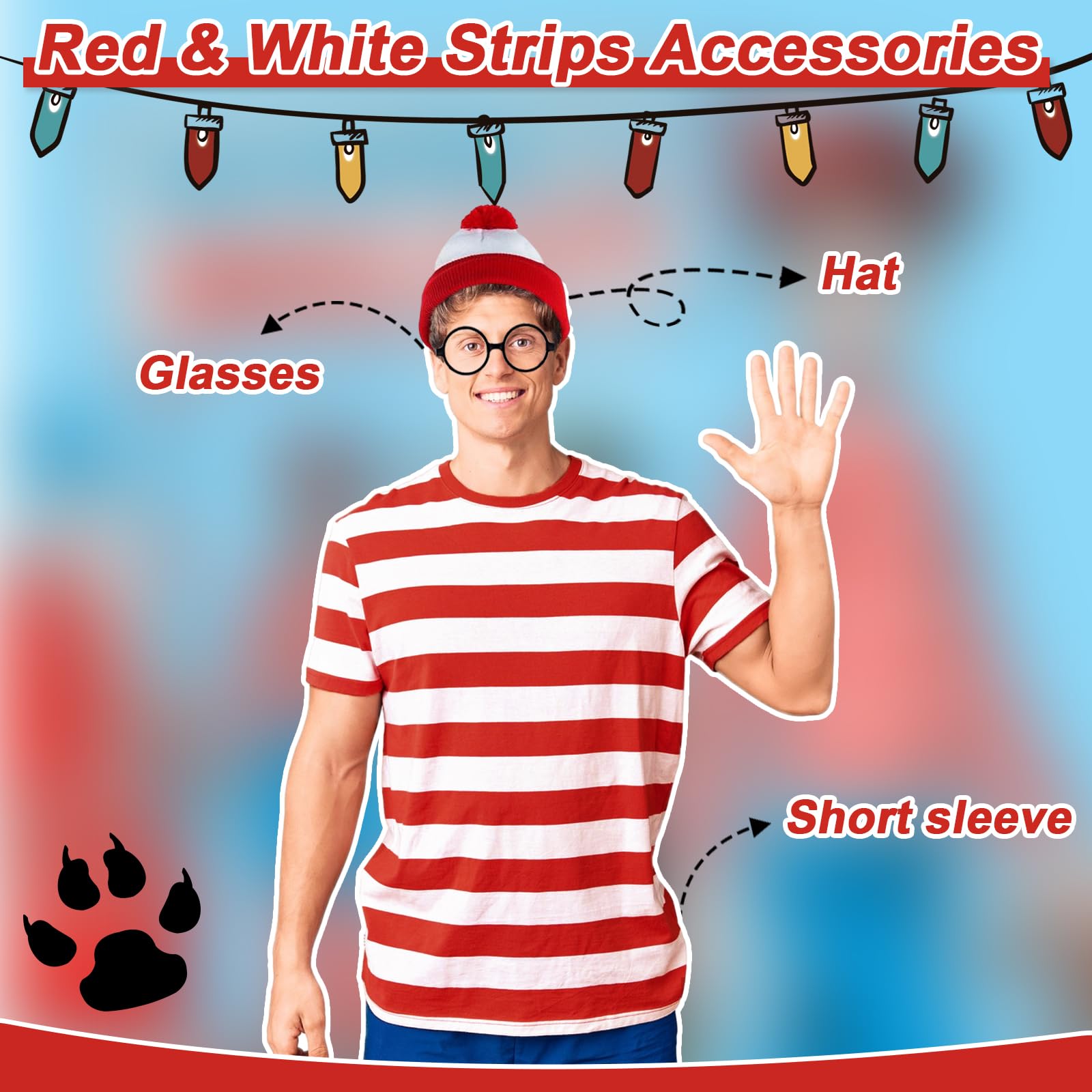 Wally Costume Cosplay Accessories Set with Red and White Striped (image 4)