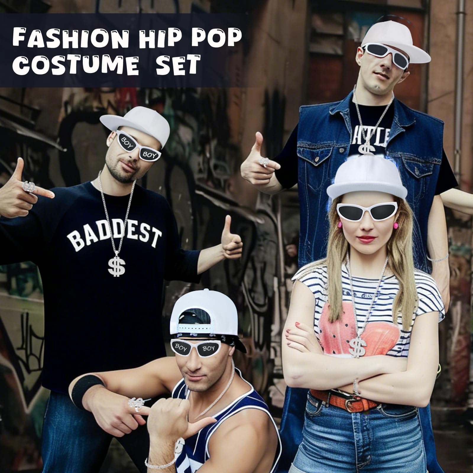 Hip Hop Costume Kit - 2000s Hip Hop Fancy Dress Silver Rapper Fancy (image 6)