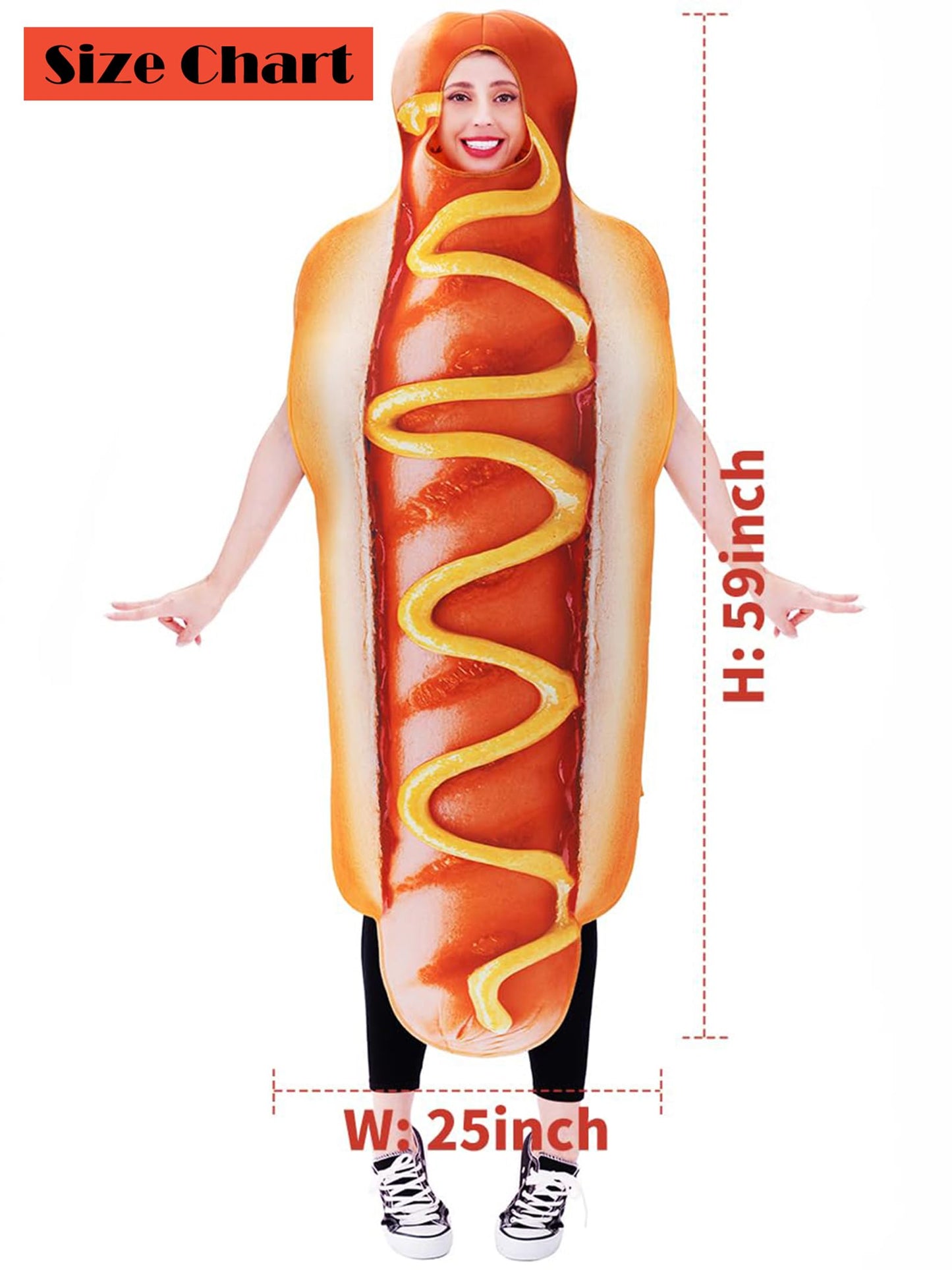 Adults Hot Dog Costume for Women and Men - Funny Food Cosplay Fancy (image 3)
