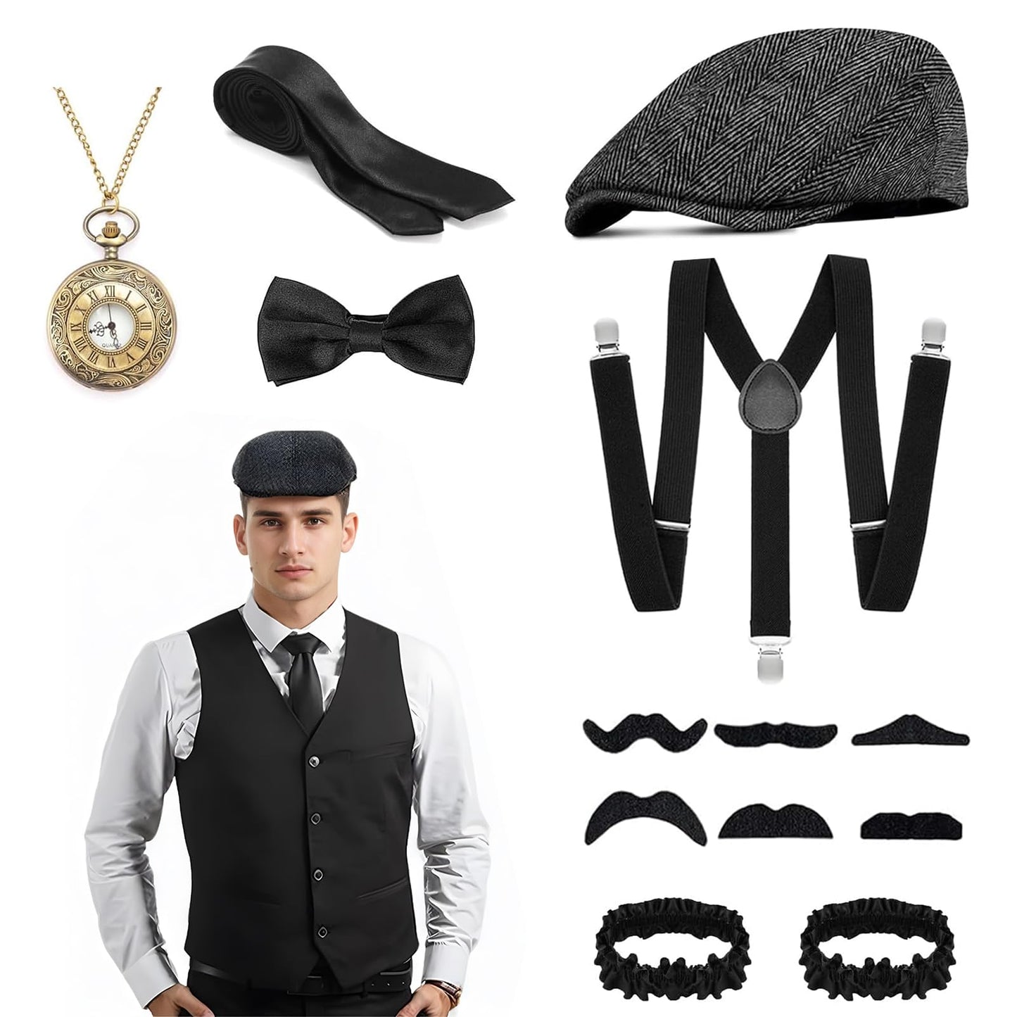 1920s Mens Costume 1920s Accessories for Men Gatsby Accessories Men