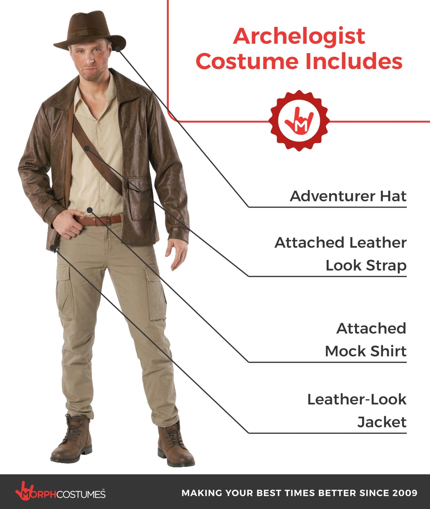 Archaeologist Costume Adult Halloween Outfit for Mens Action
