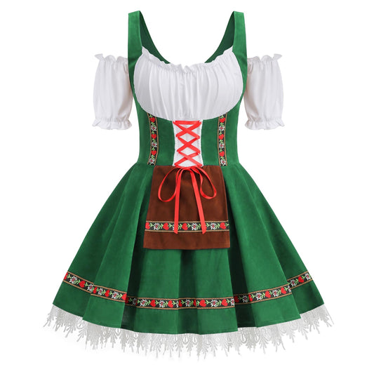 Oktoberfest Dirndl Dress - Women, Green, Large