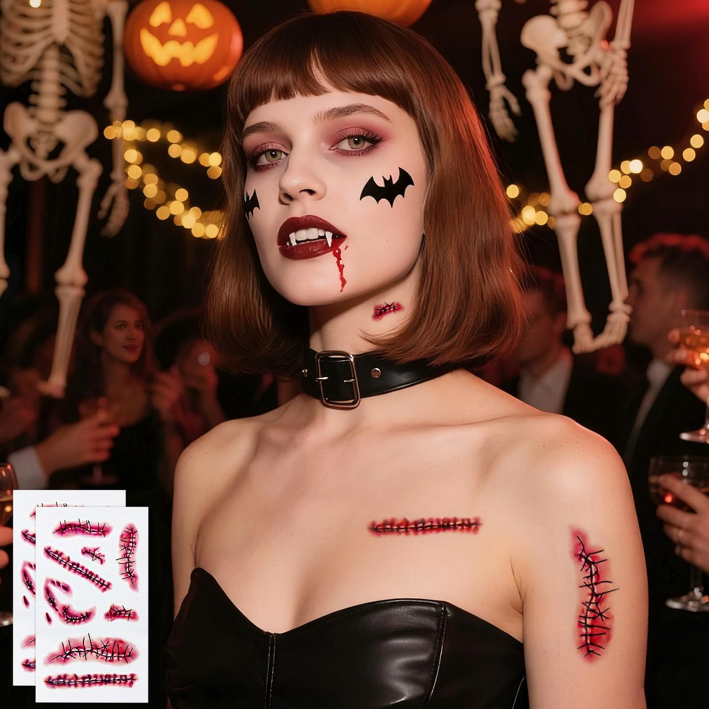 Face Paint Halloween Makeup Kit - White Black Red Face Paints Professional Adults with Fake Blood, Scars, tattoos, 8 Color Body Painting Set For Zombie Vampire Skeleton Joker Clown Witch Cosplay