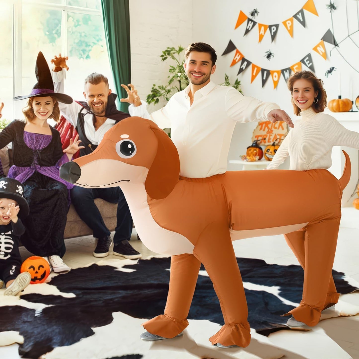 Inflatable Costume Dachshund Double Dog Costume for Adult