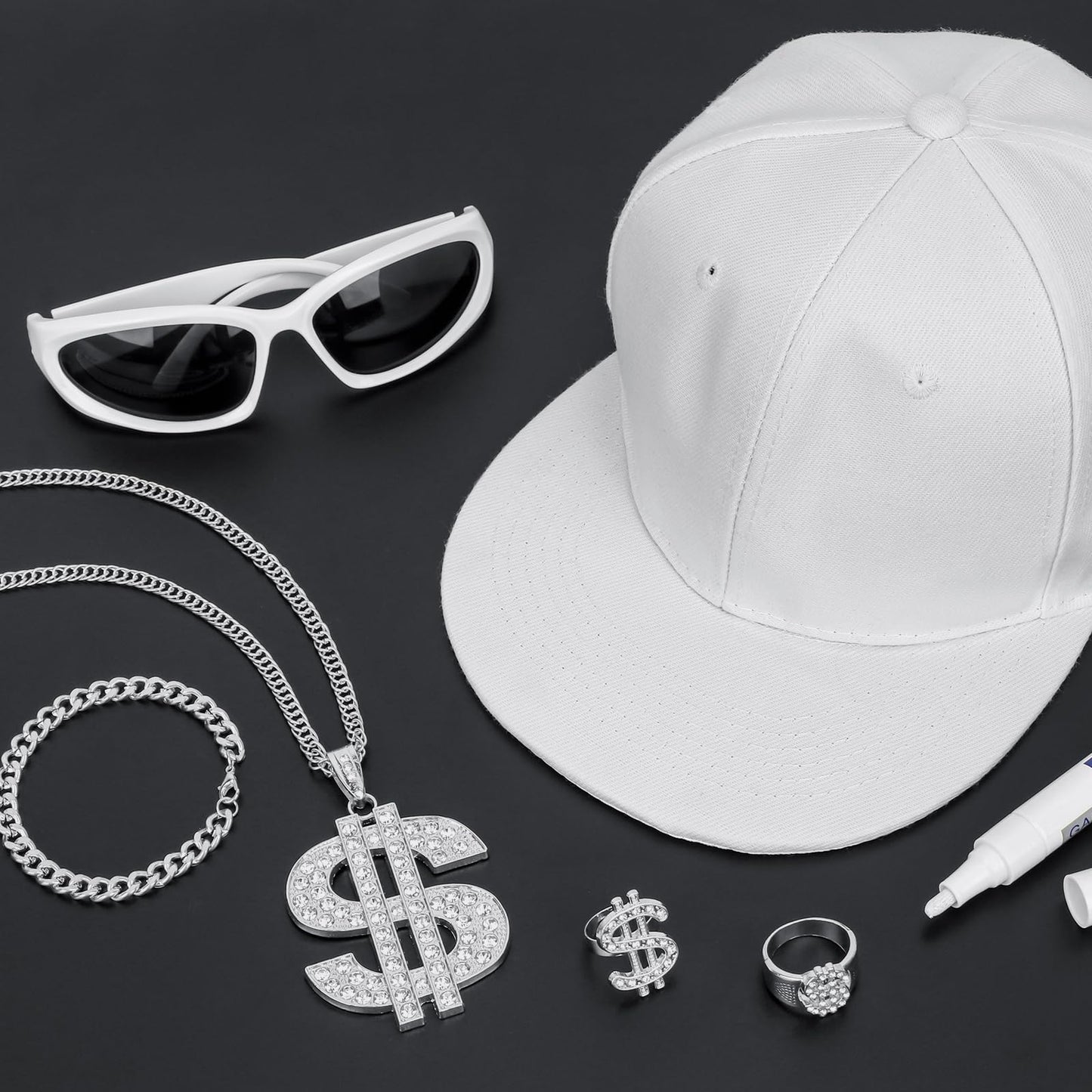 Hip Hop Costume Kit - 2000s Hip Hop Fancy Dress Silver Rapper Fancy (image 5)