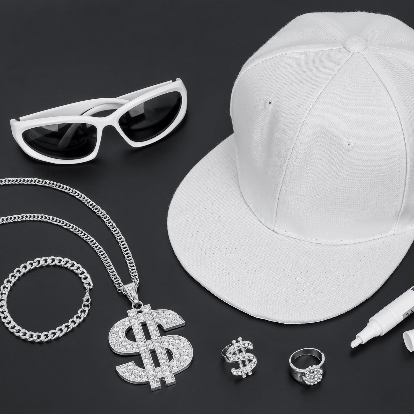 Hip Hop Costume Kit - 2000s Hip Hop Fancy Dress Silver Rapper Fancy (image 5)