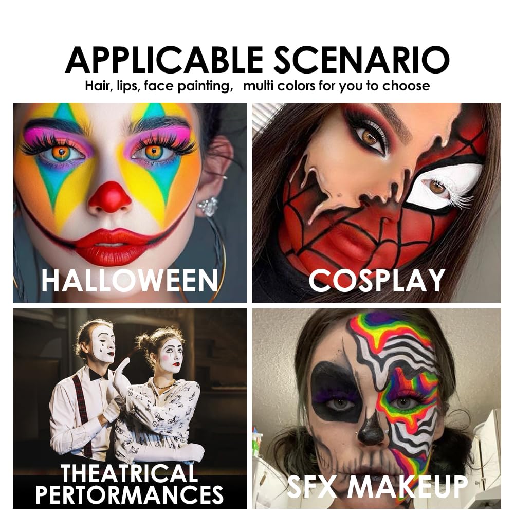 Professional Face Painting Kit with Lipstick & Paint Sticks, High Waterproof Long Lasting for Halloween Festival Makeup, Dual Effect One Stroke Application for Face & Lips (Blue)