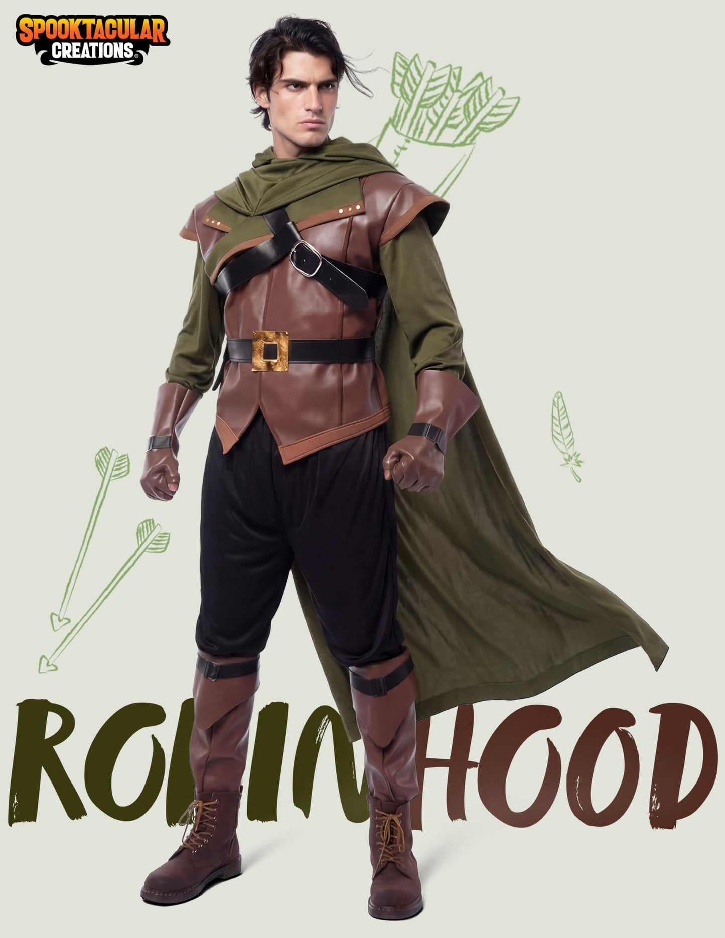 Renaissance Robin Hood Deluxe Men Costume Set Made of Leather