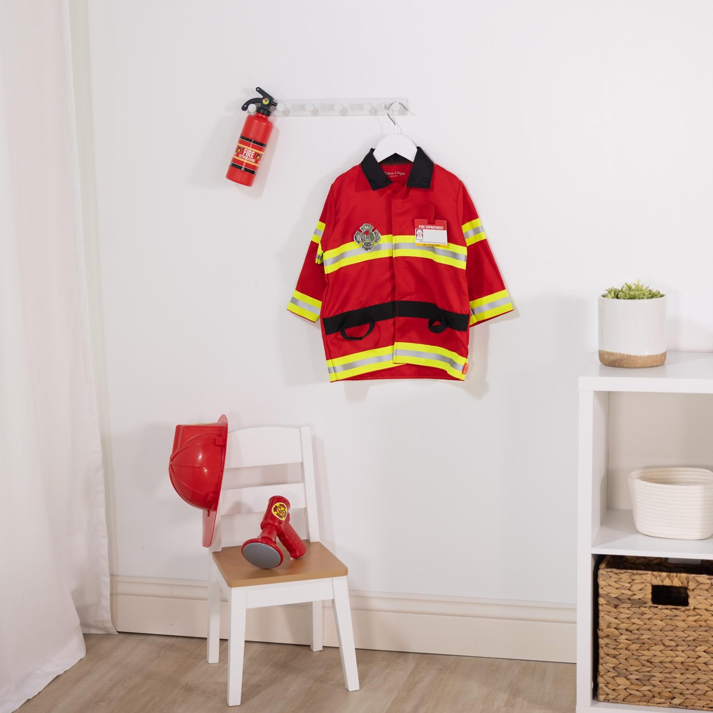 Melissa & Doug Fire Chief Costume Set − Dress Up & Role Play for Boys & Girls | With Extinguisher, Helmet, Badge, Bullhorn & Jacket | Age 3+