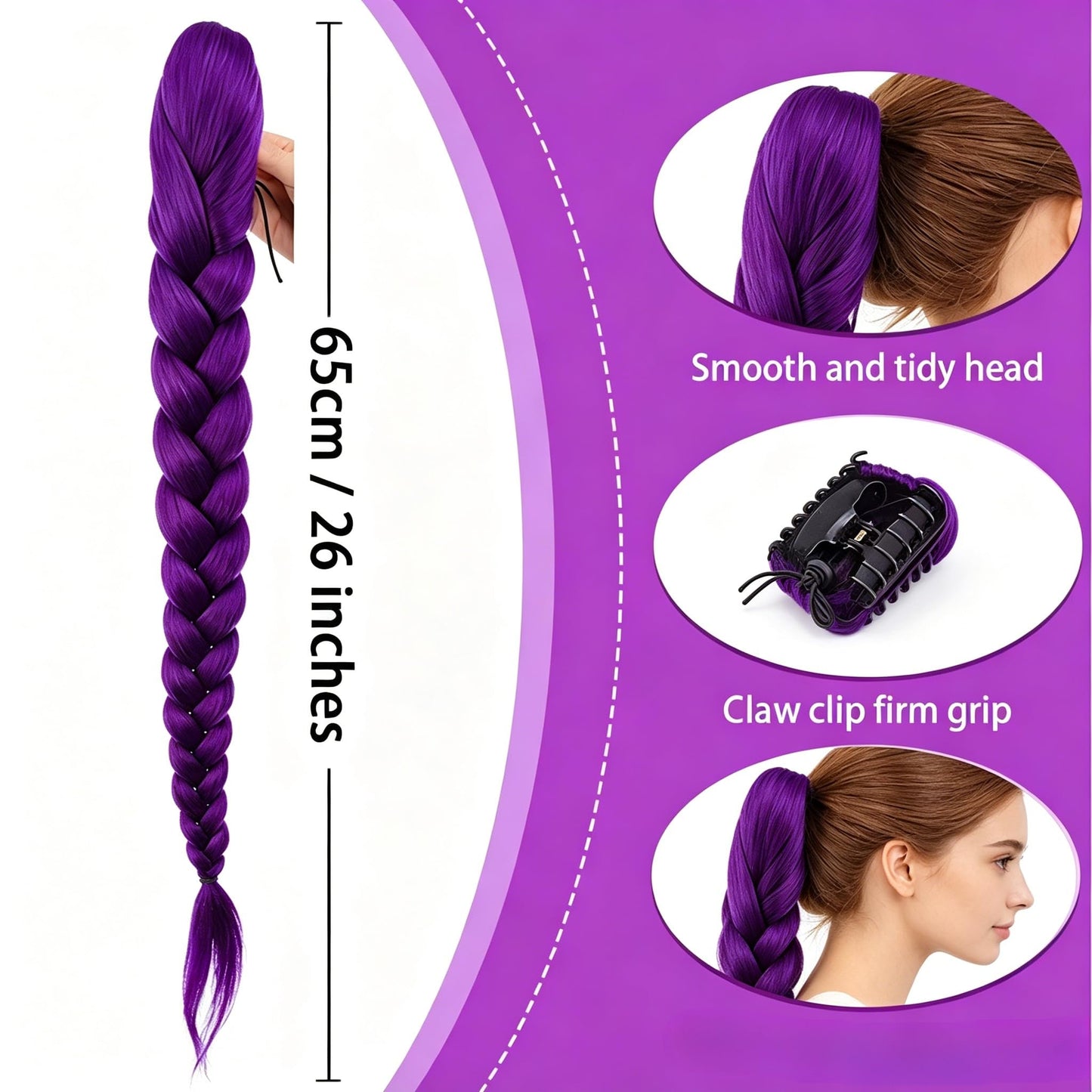 Rumi Purple Braid Hair Extensions - Clip in Hair Extension for Kpop