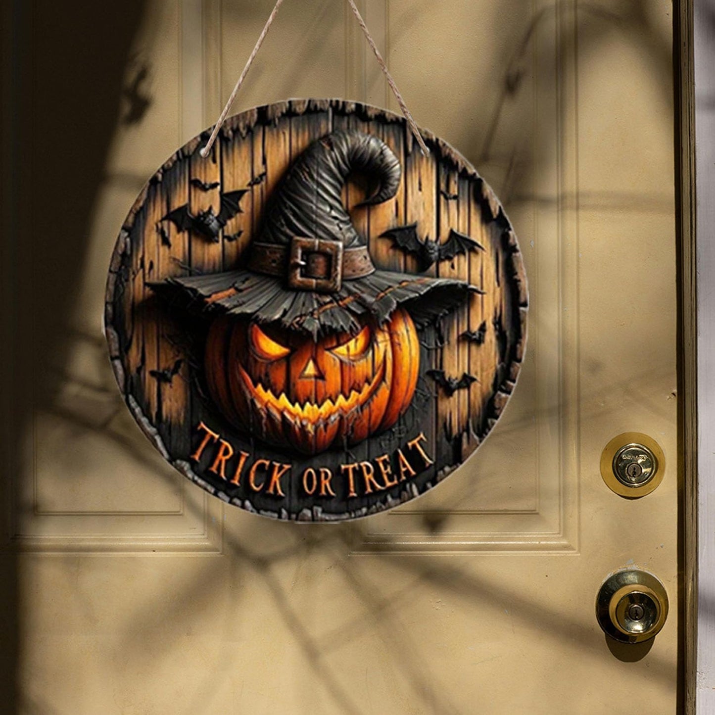 Halloween Decorations, Wood Sign Pumpkin Ornaments, Wicked Pumpkins with Hats, Indoor Outdoor Home Halloween Decor